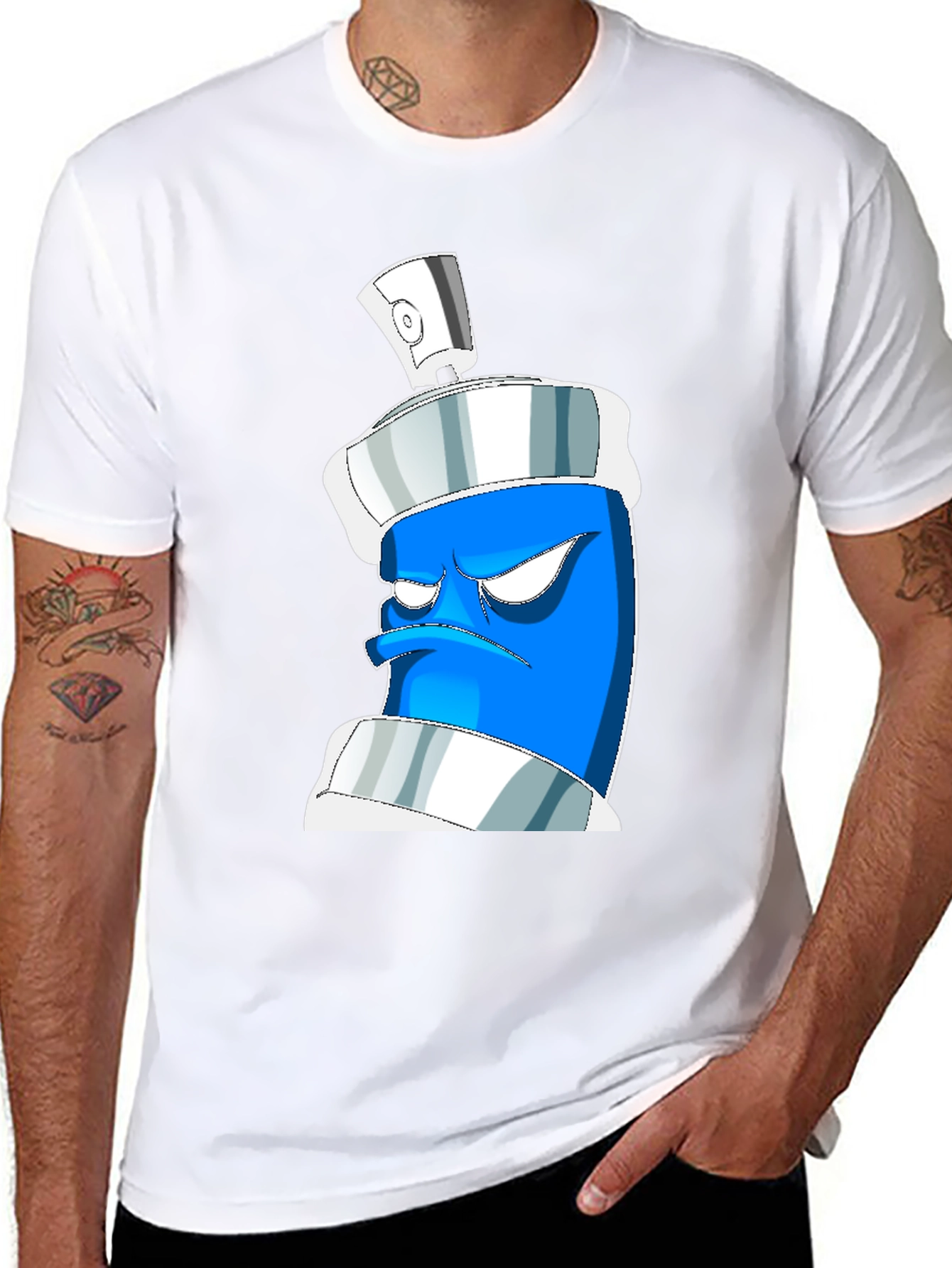 Grumpy Spray Can Graphic Tee - Black