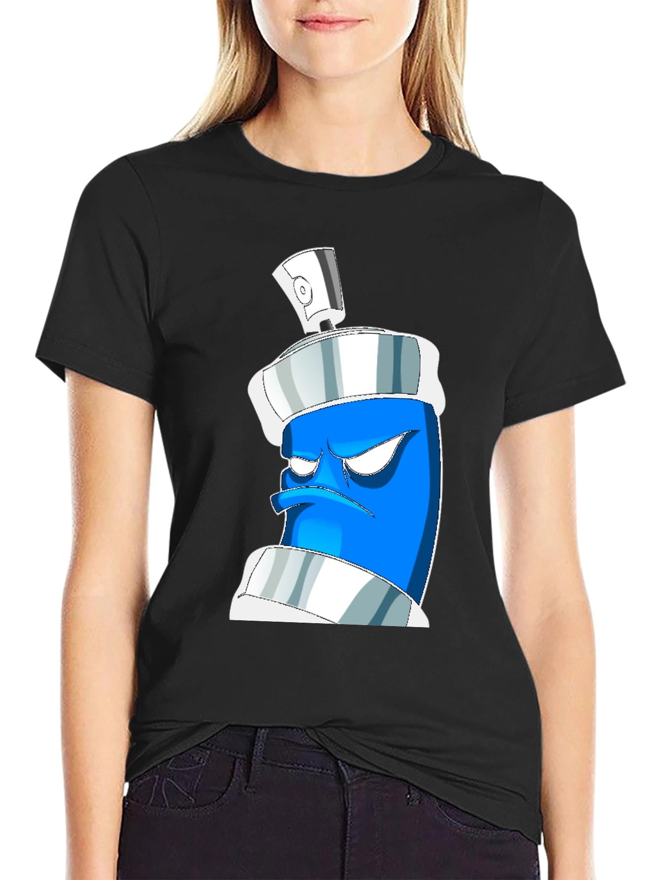 Grumpy Spray Can Graphic Tee - Black
