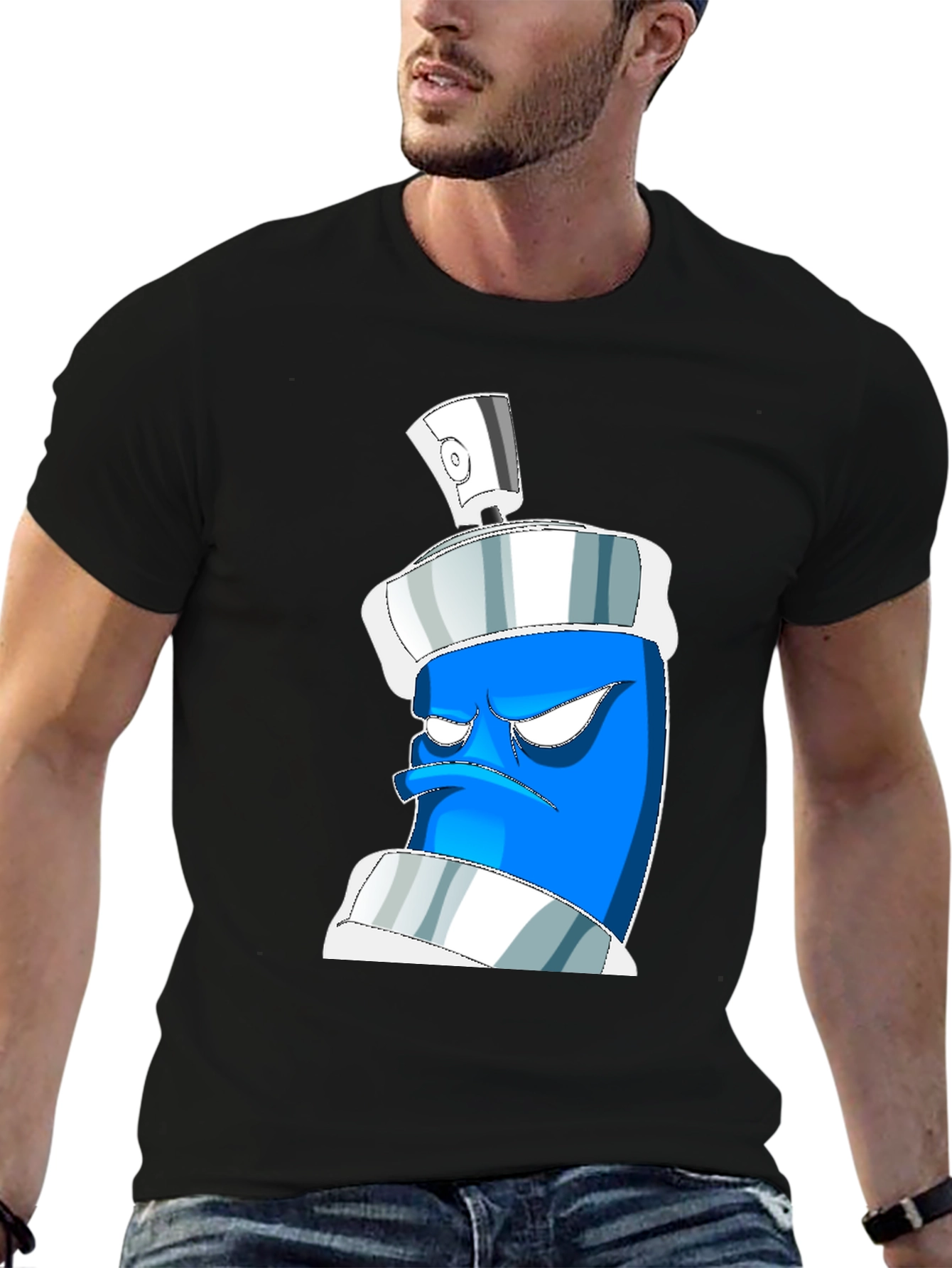 Grumpy Spray Can Graphic Tee - Black