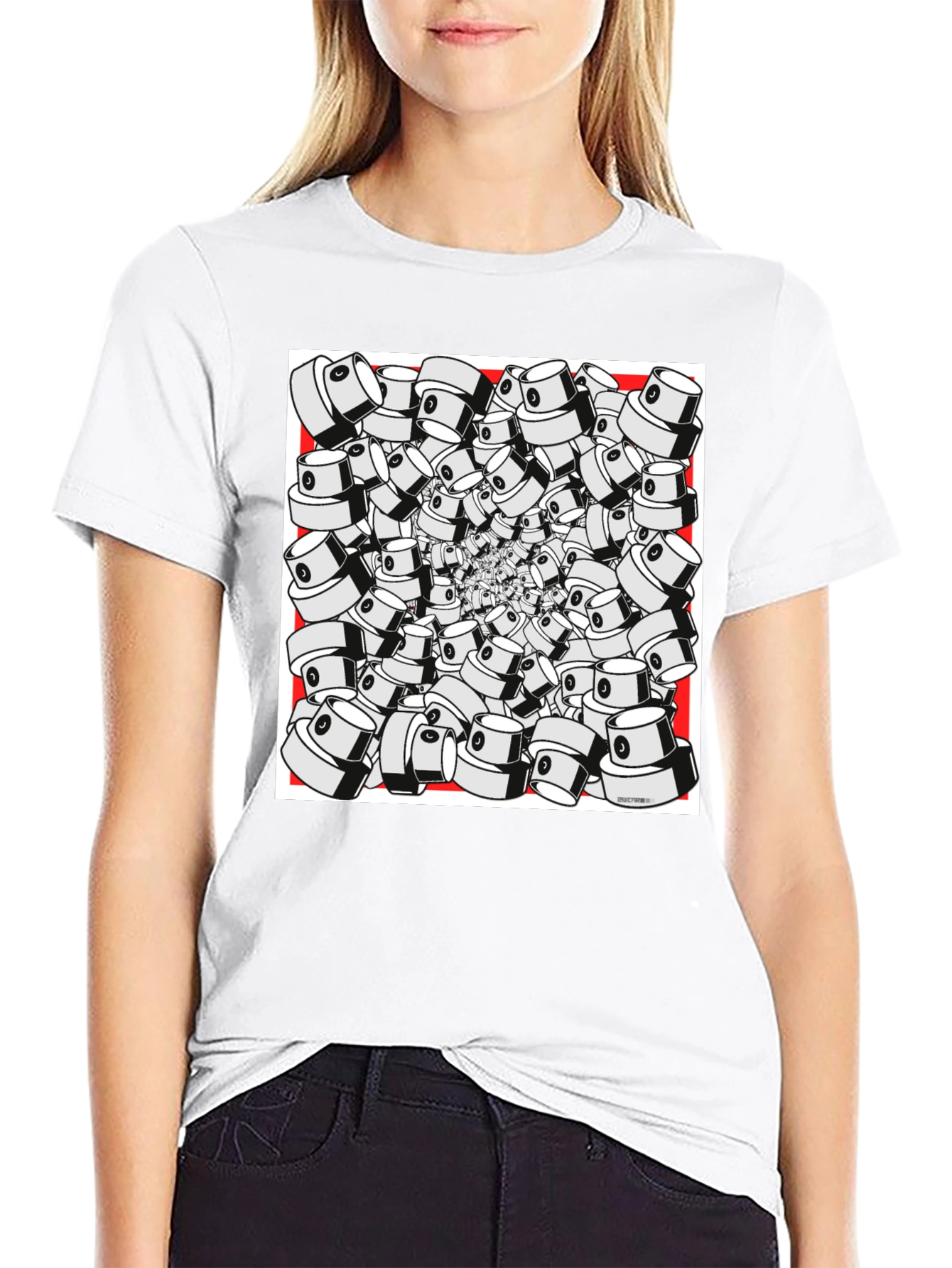Unique Graffiti Cap Design Black T-Shirt