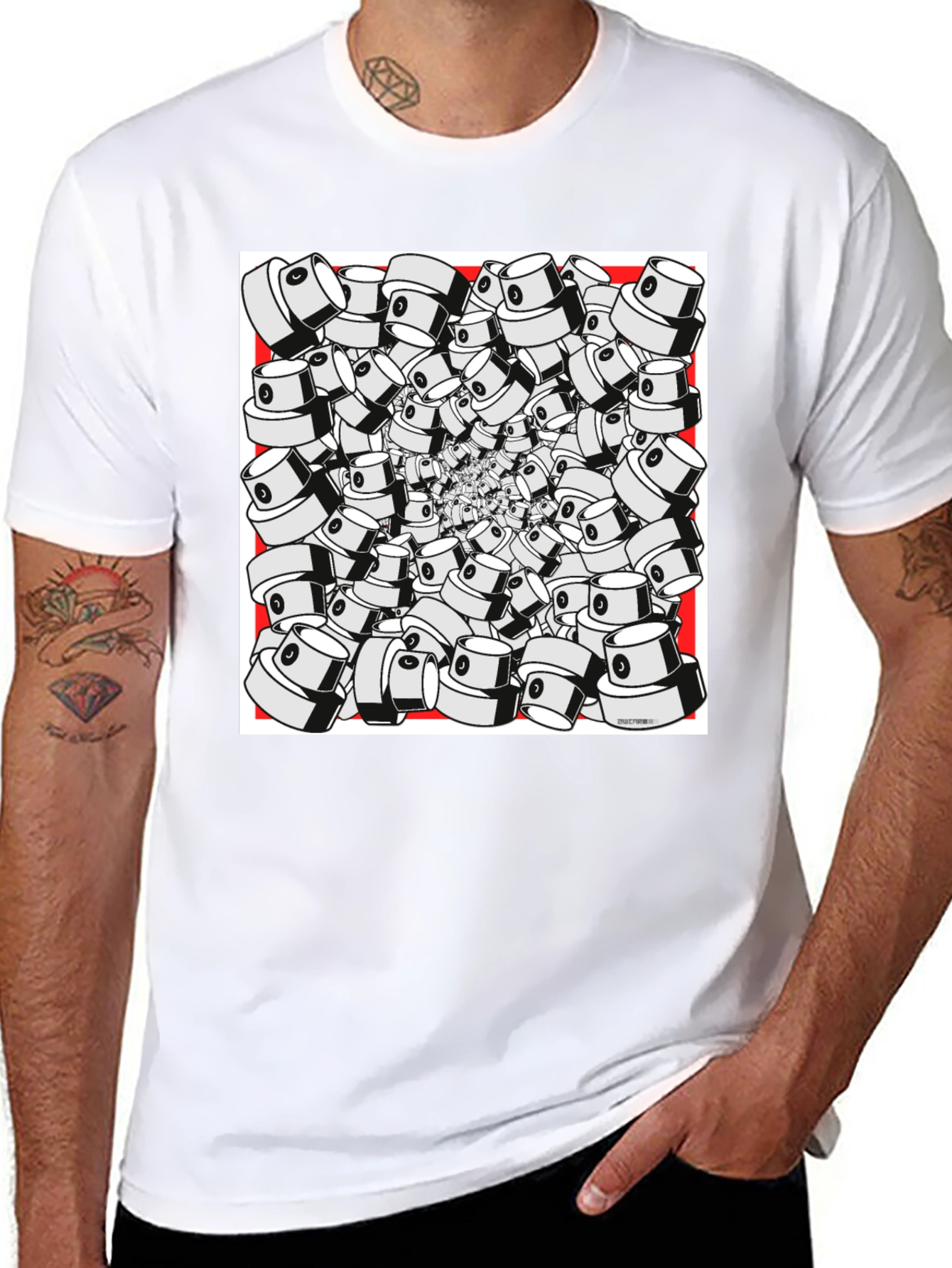 Unique Graffiti Cap Design Black T-Shirt