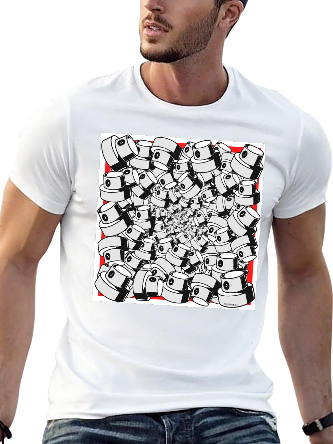 Unique Graffiti Cap Design Black T-Shirt
