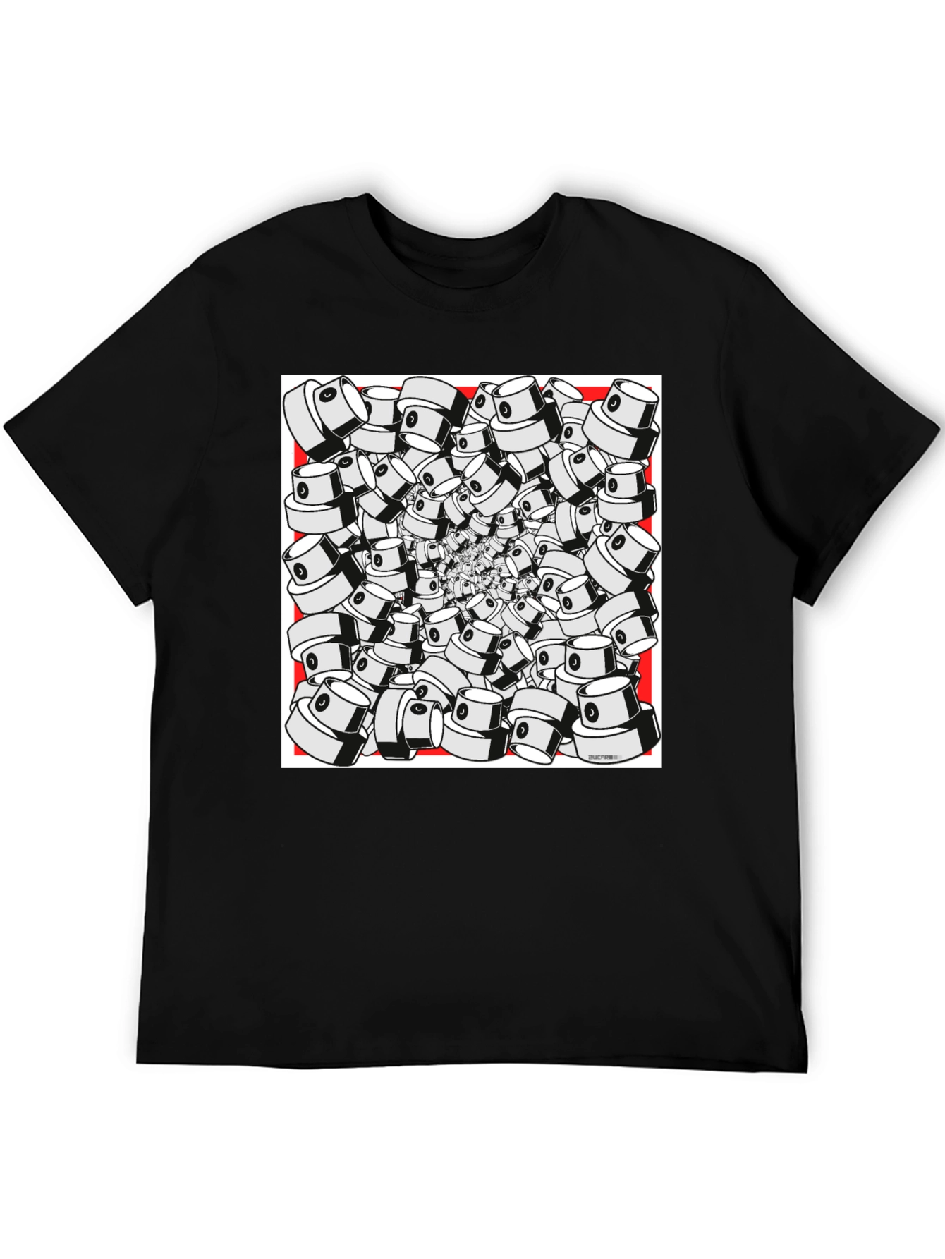 Unique Graffiti Cap Design Black T-Shirt