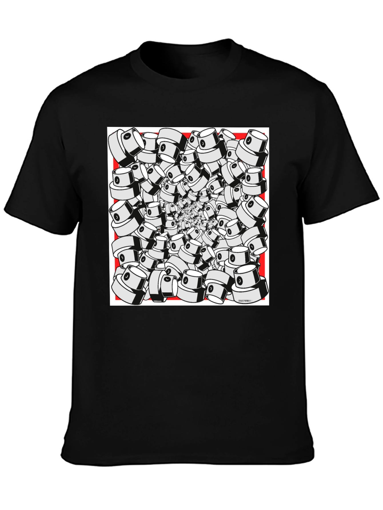 Unique Graffiti Cap Design Black T-Shirt