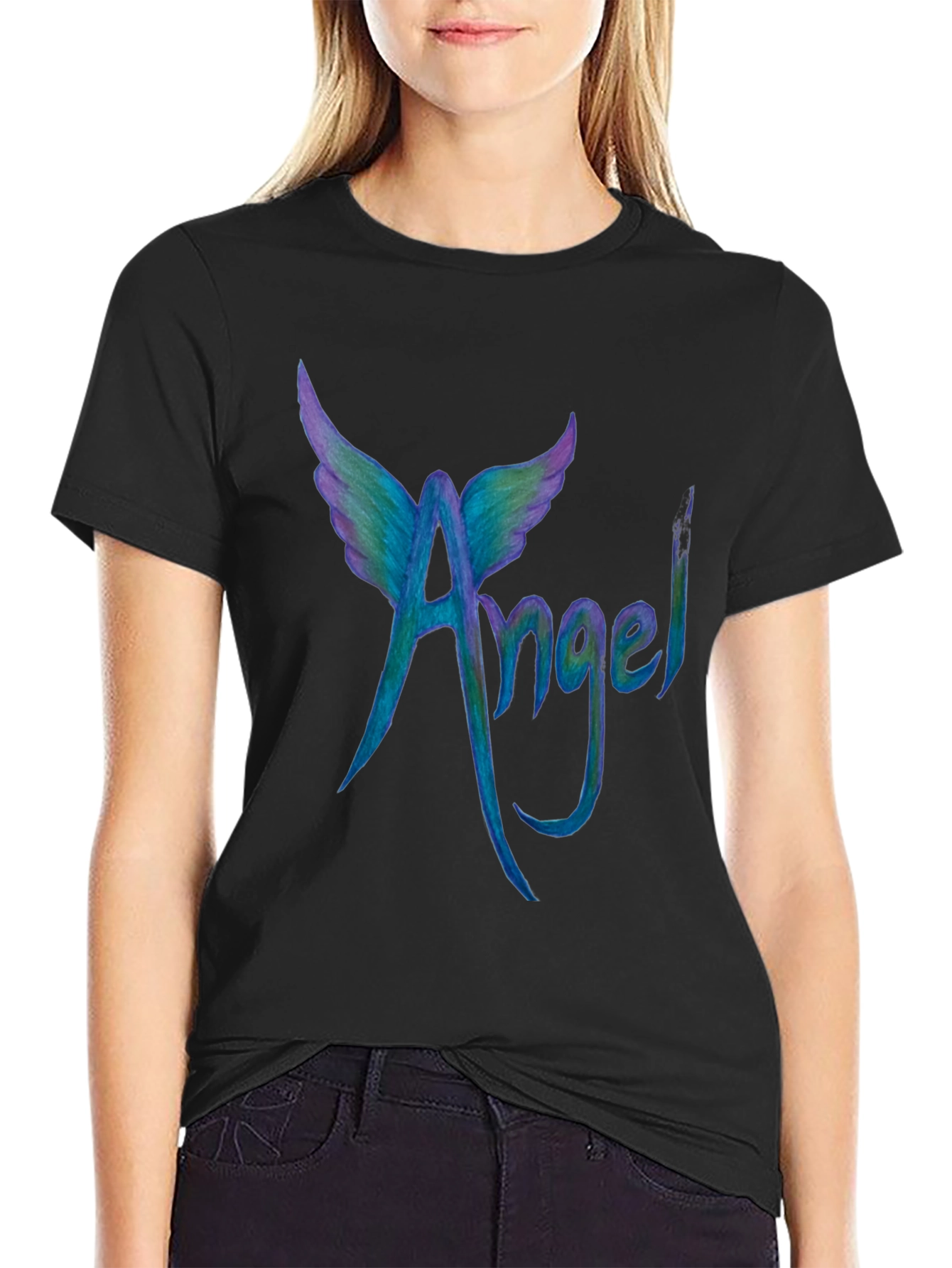 Angel Wings Graphic Tee - Cool Mens Black T-Shirt