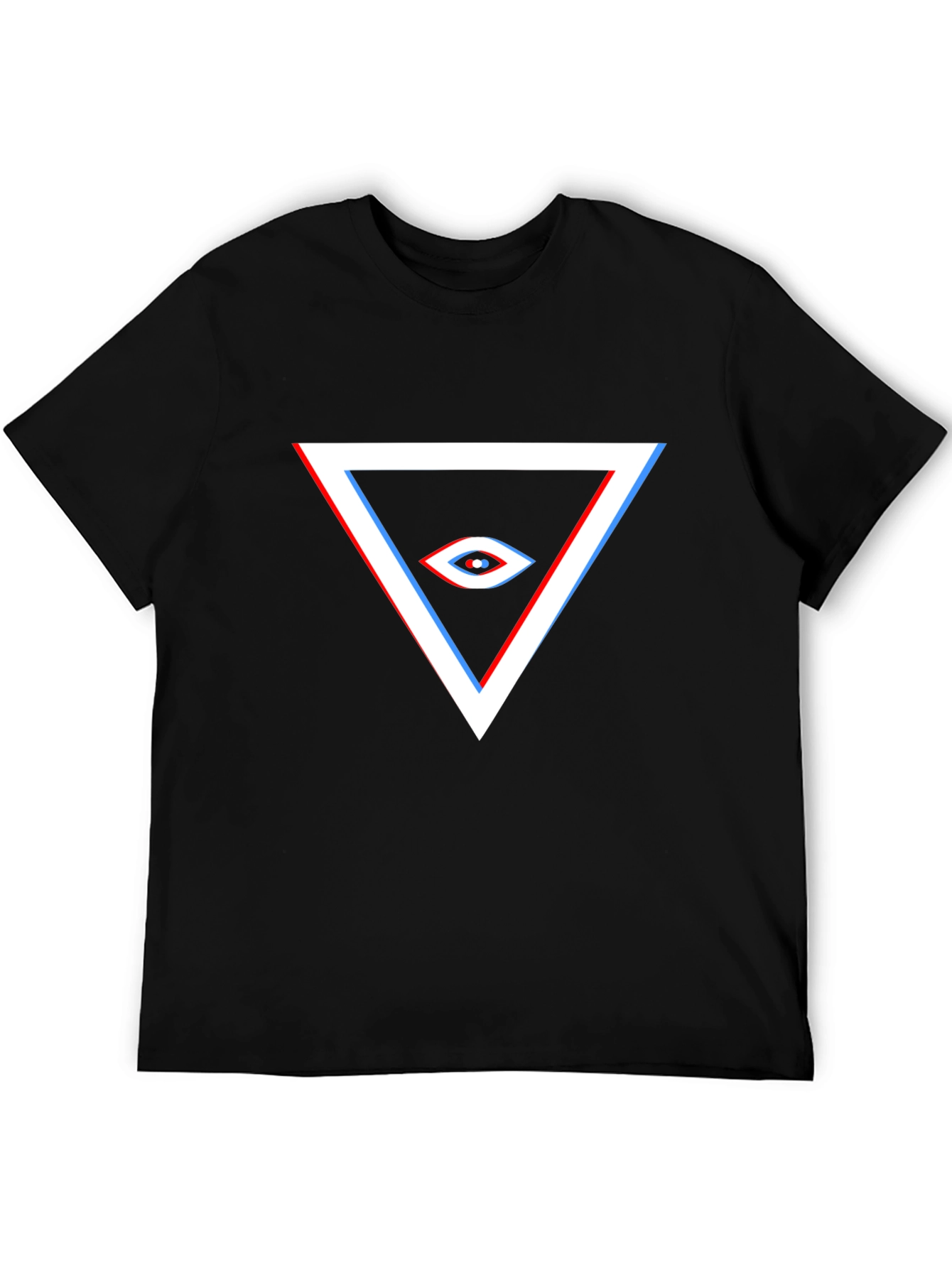 Mens Black Graphic Tee - Triangle Eye Design