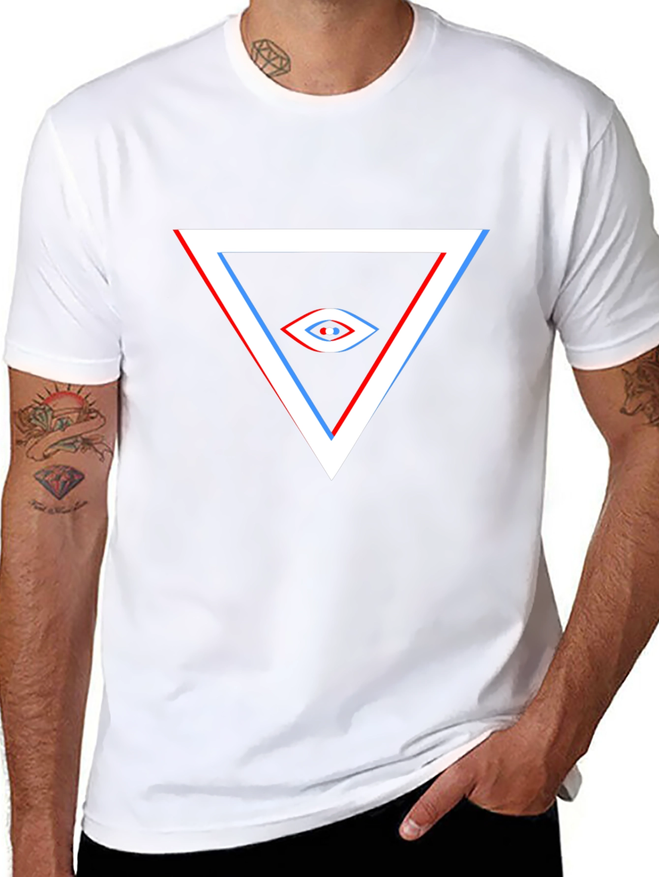 Mens Black Graphic Tee - Triangle Eye Design
