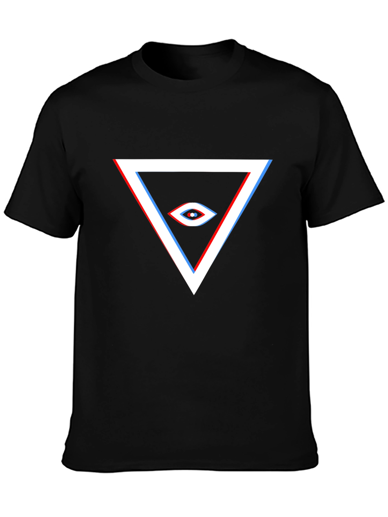 Mens Black Graphic Tee - Triangle Eye Design