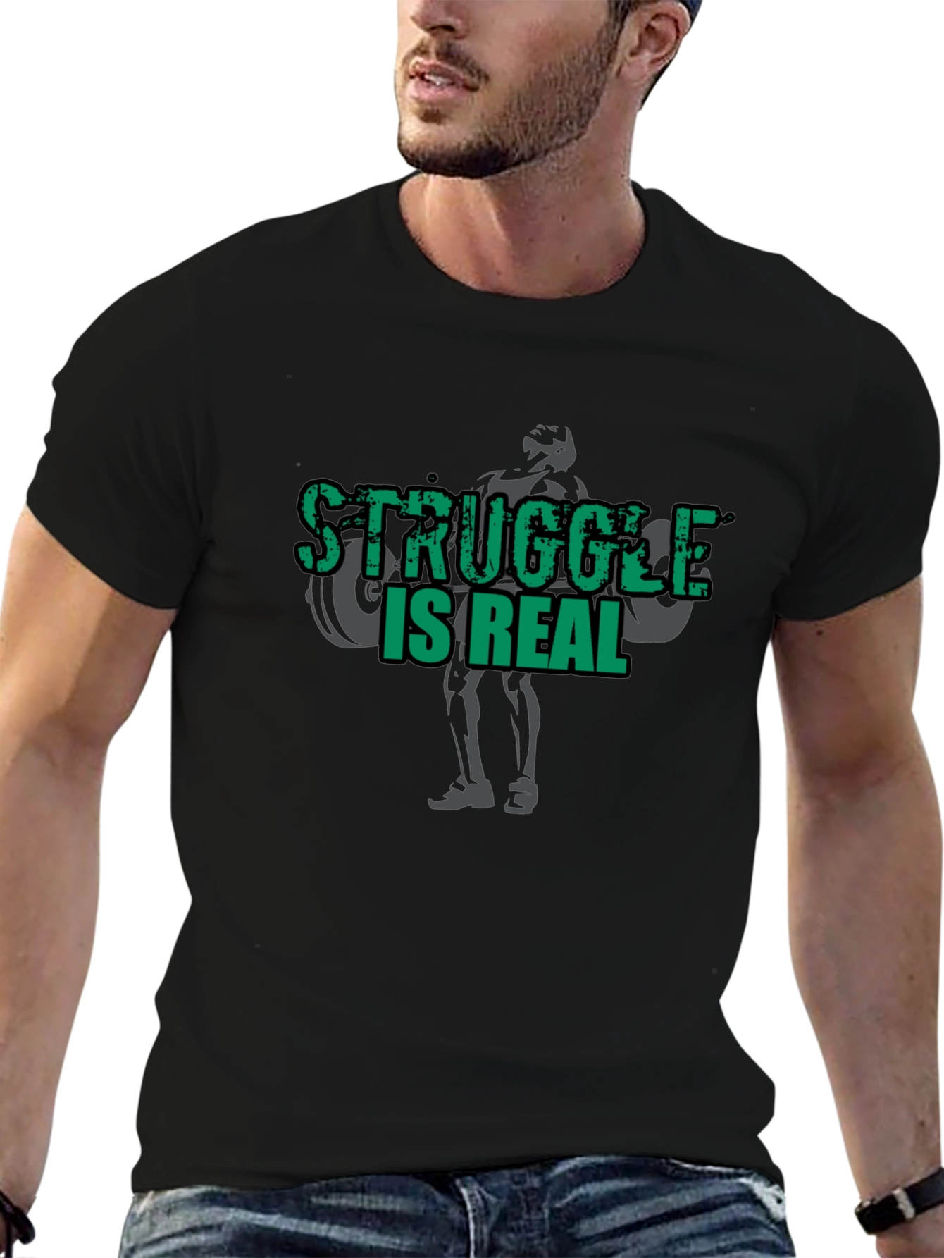 Struggle Is Real Gym T-Shirt - Black