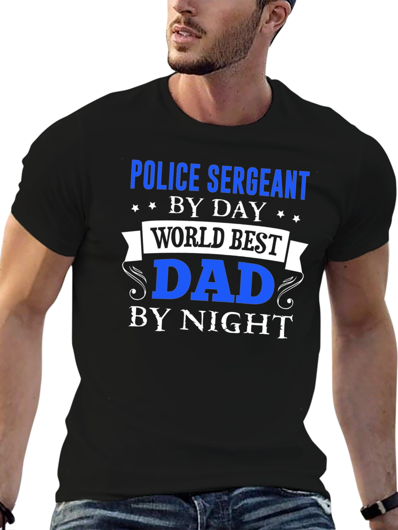 Police Sergeant Dad T-Shirt - Day & Night