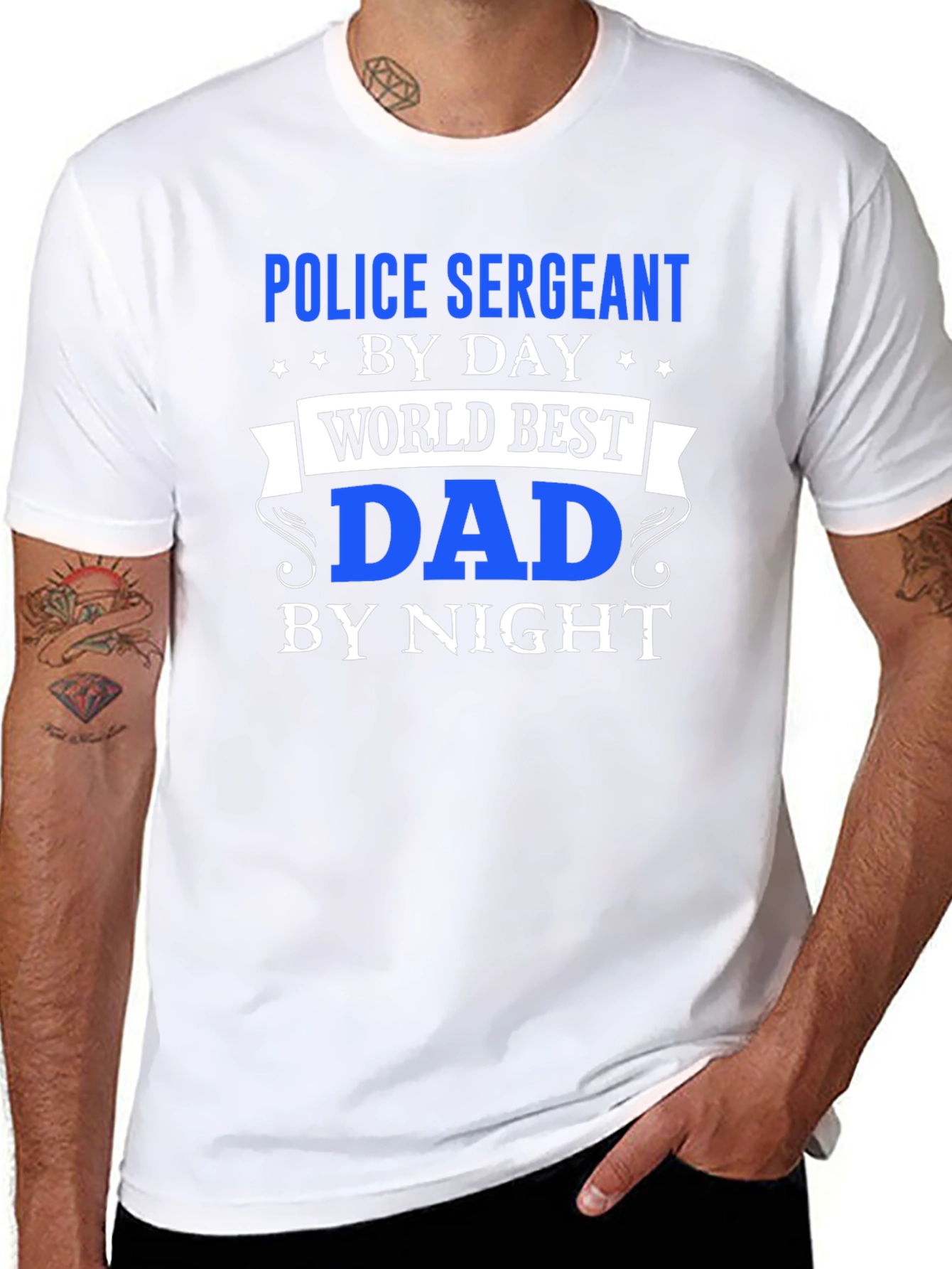 Police Sergeant Dad T-Shirt - Day & Night