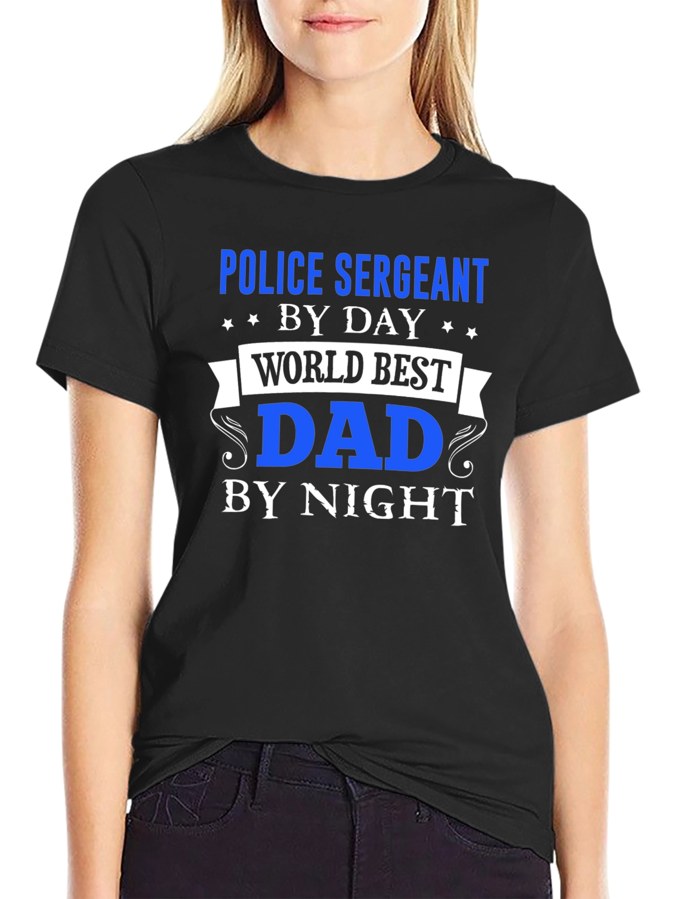 Police Sergeant Dad T-Shirt - Day & Night