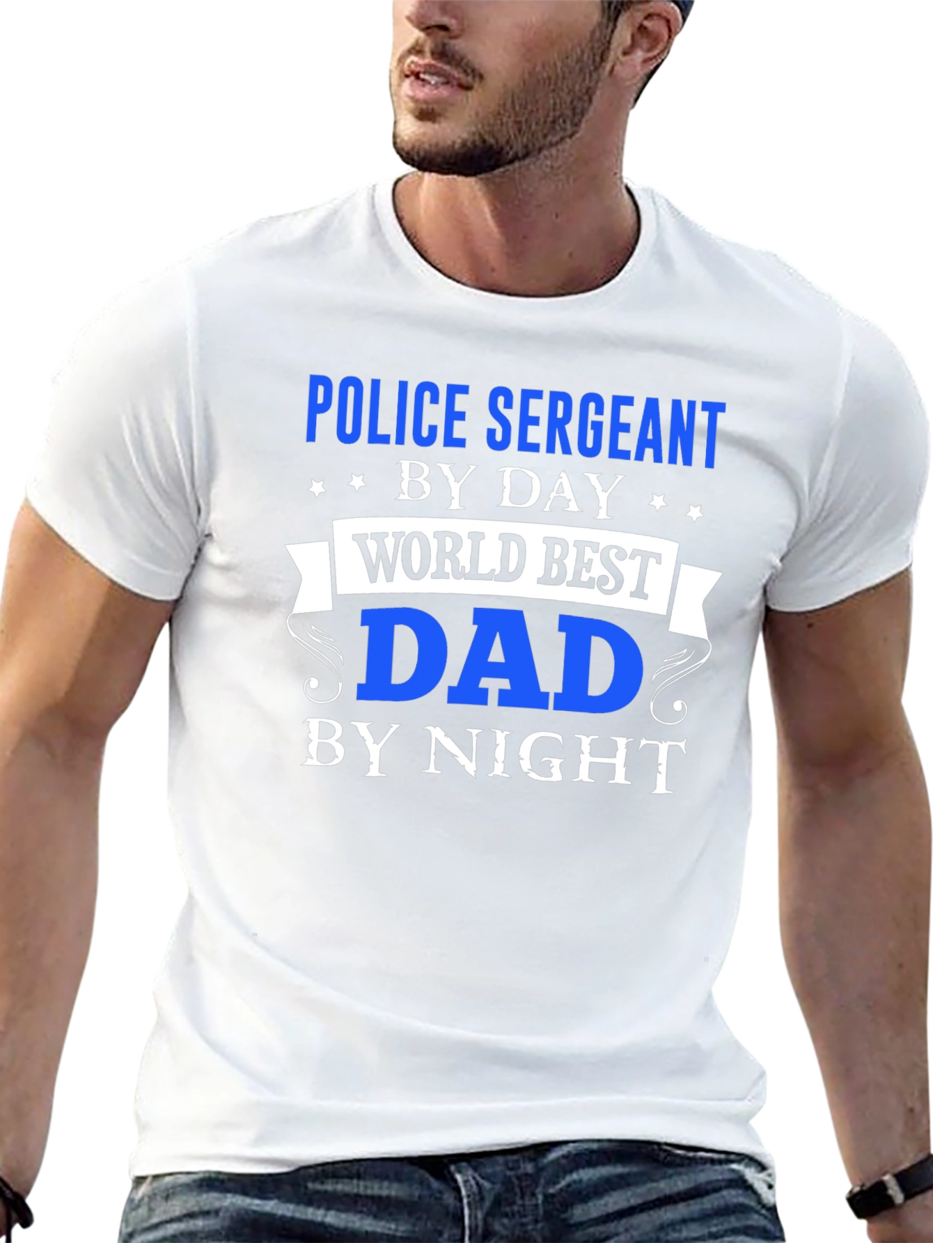 Police Sergeant Dad T-Shirt - Day & Night