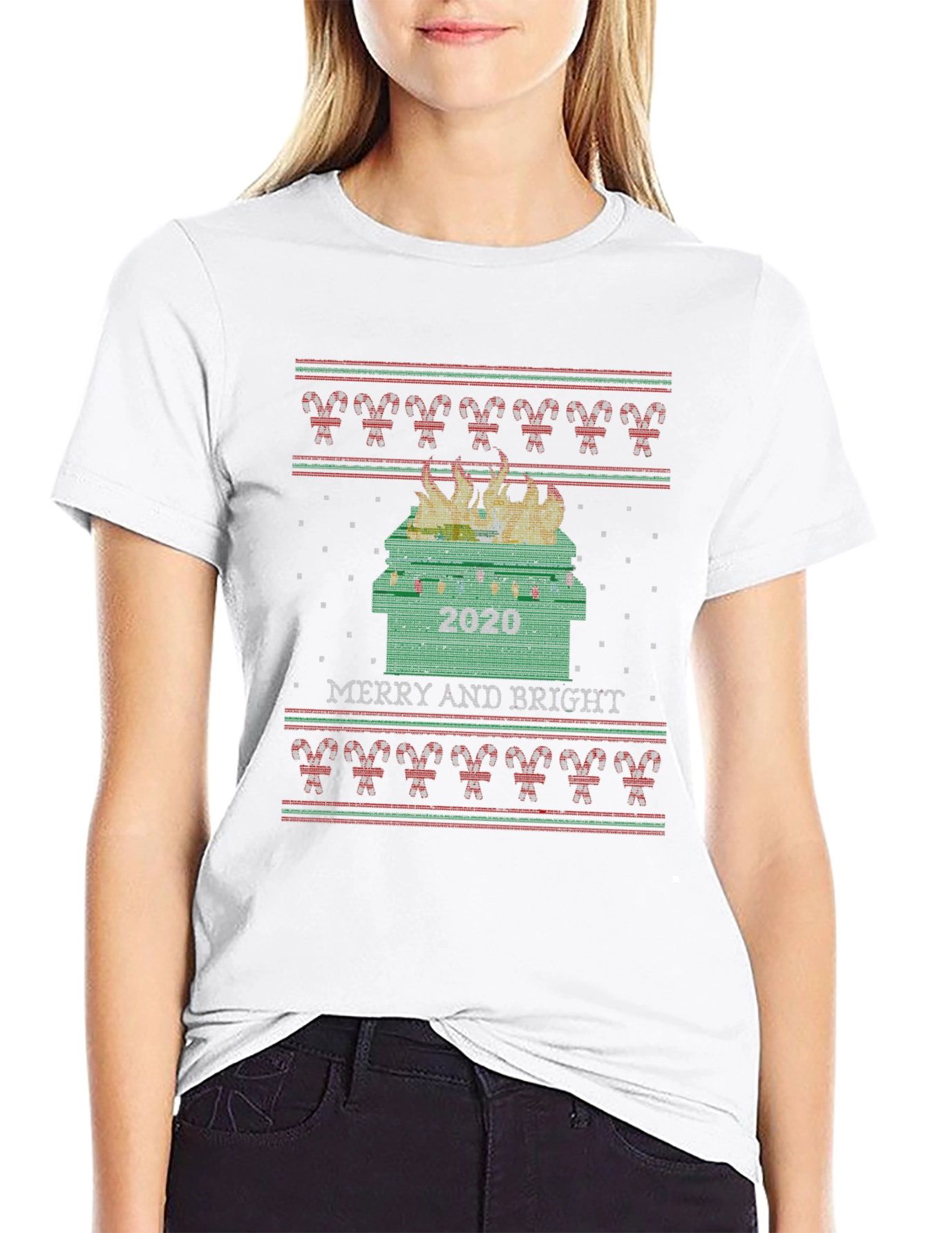 2020 Dumpster Fire Christmas Ugly Sweater Tee