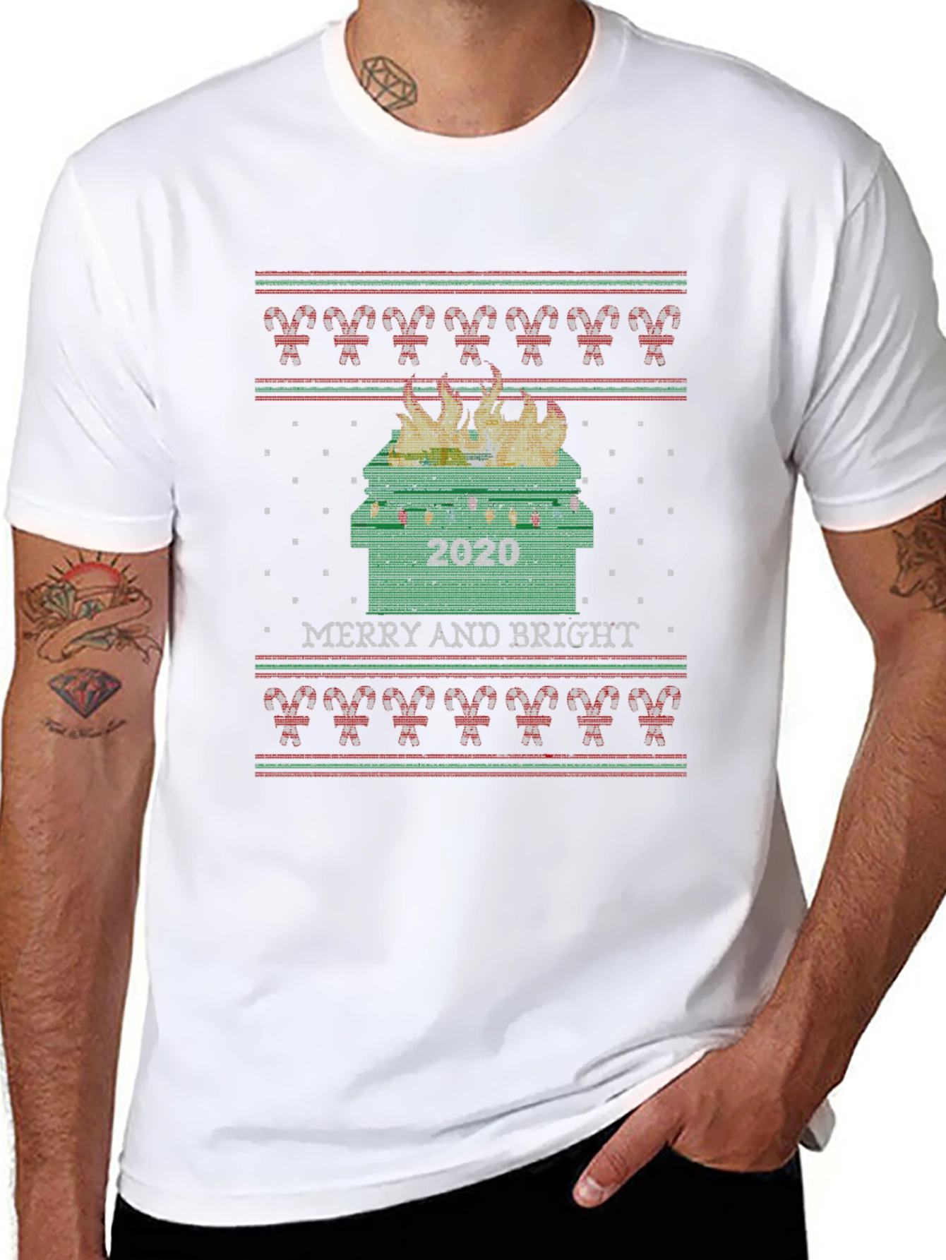2020 Dumpster Fire Christmas Ugly Sweater Tee
