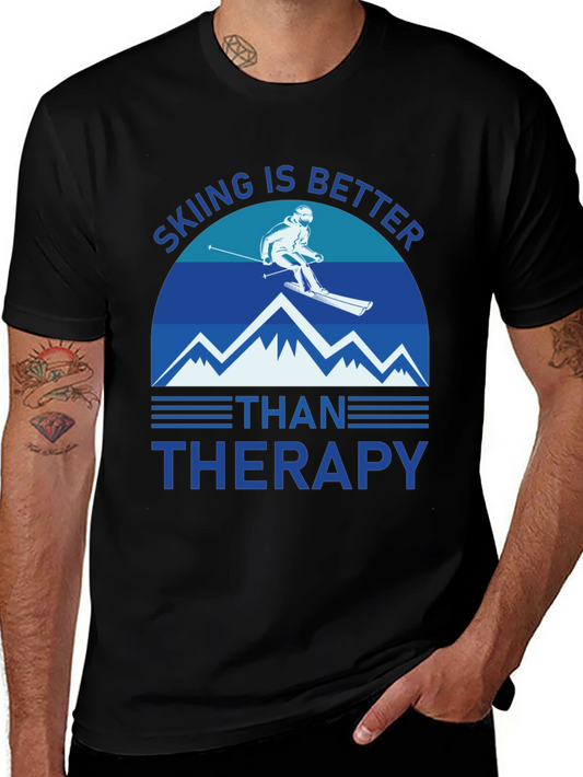 Skiing is Better Than Therapy Graphic Tee