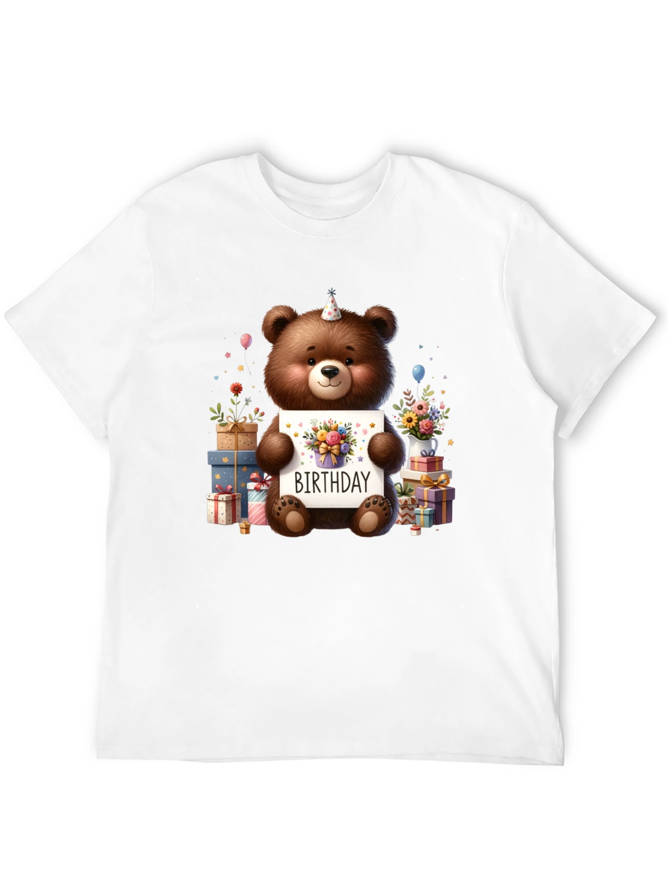 Birthday Teddy Bear Graphic Tee - Cute Party Shirt