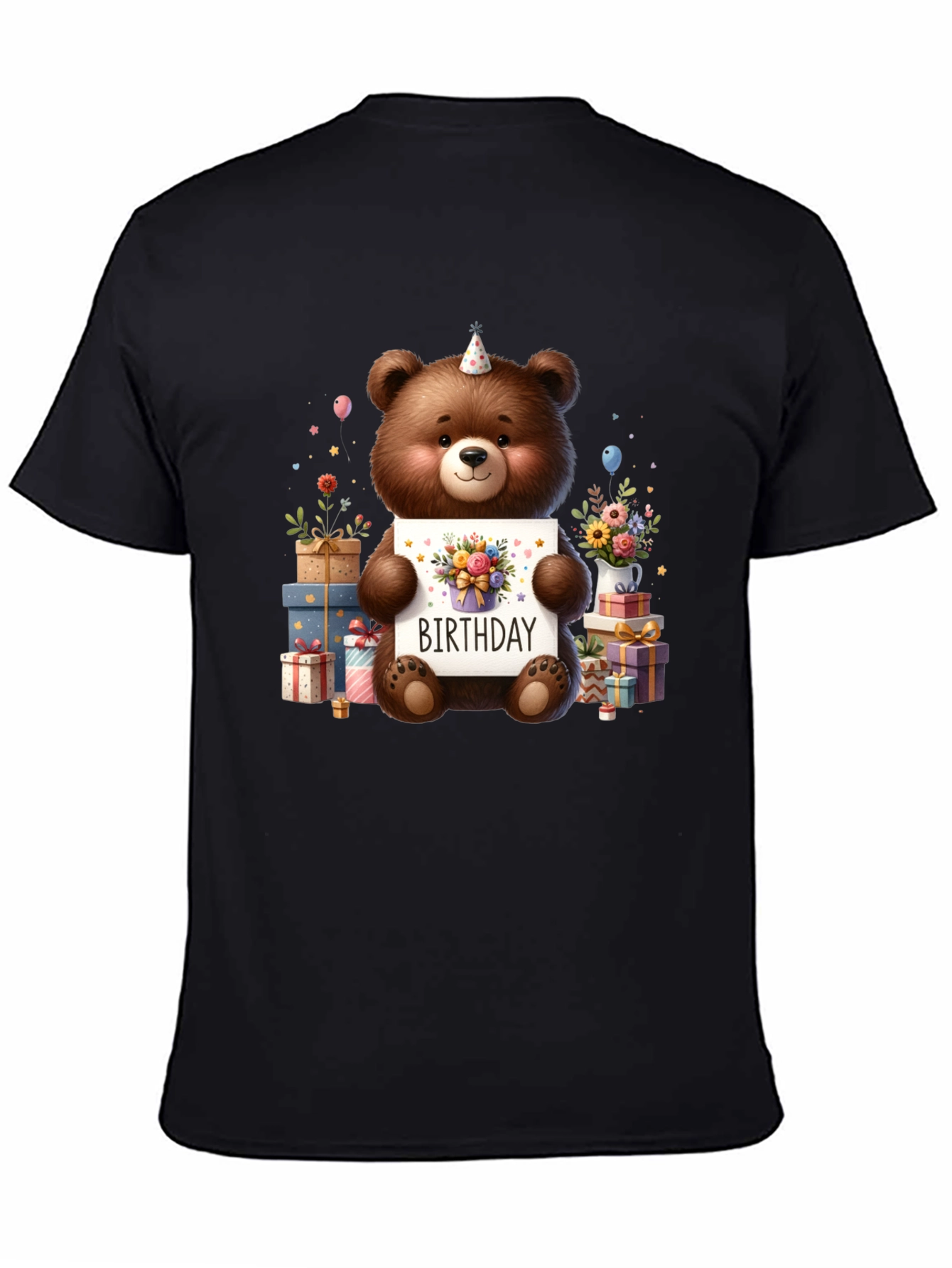 Birthday Teddy Bear Graphic Tee - Cute Party Shirt