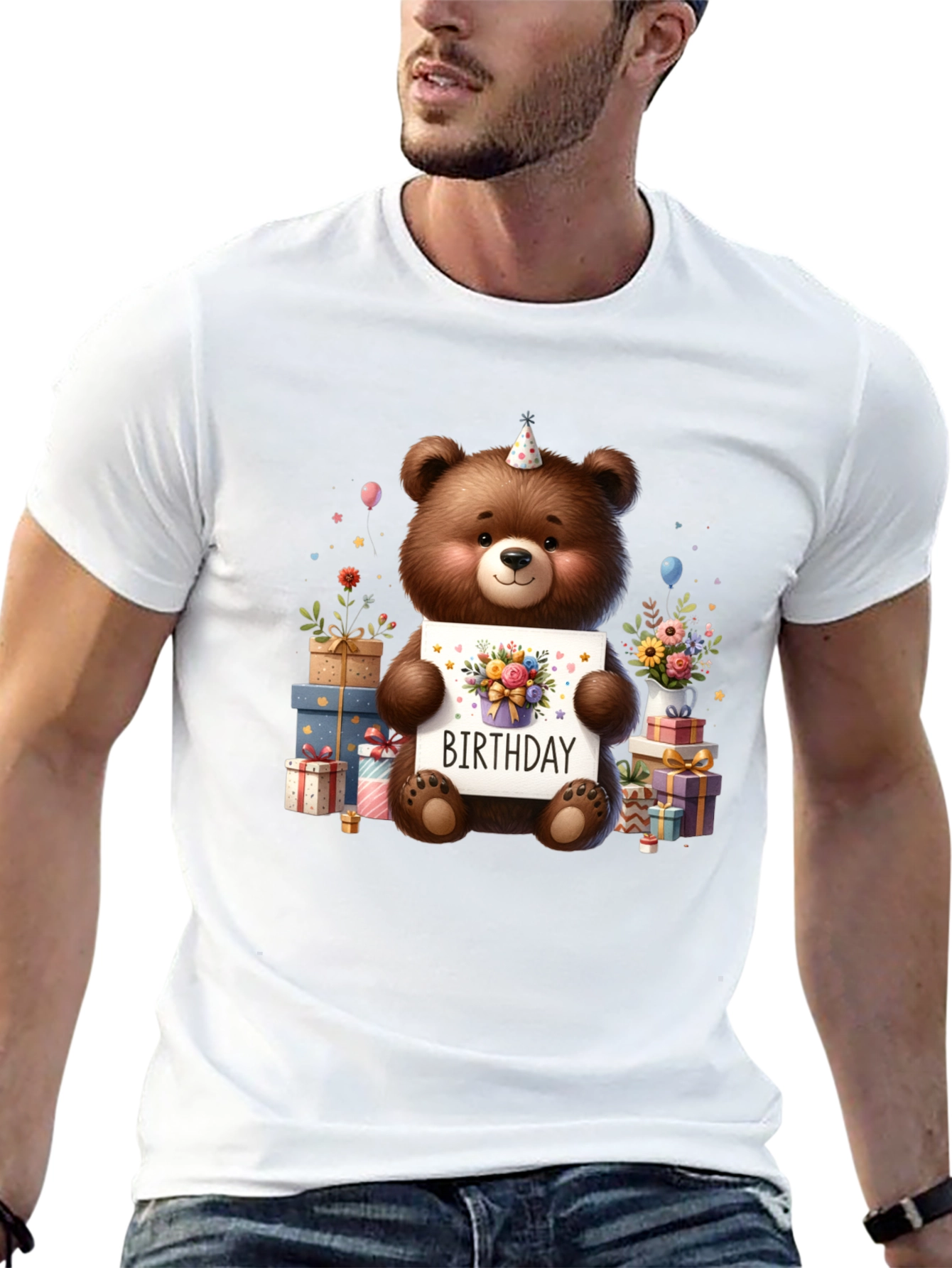 Birthday Teddy Bear Graphic Tee - Cute Party Shirt