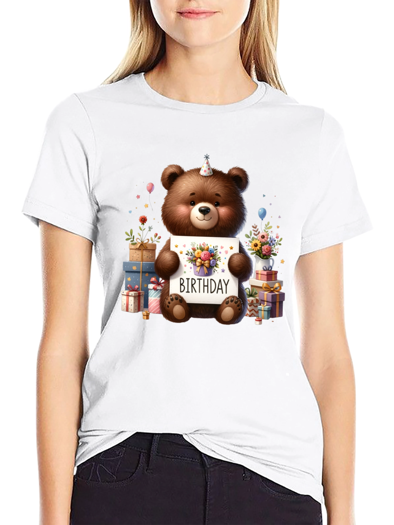 Birthday Teddy Bear Graphic Tee - Cute Party Shirt