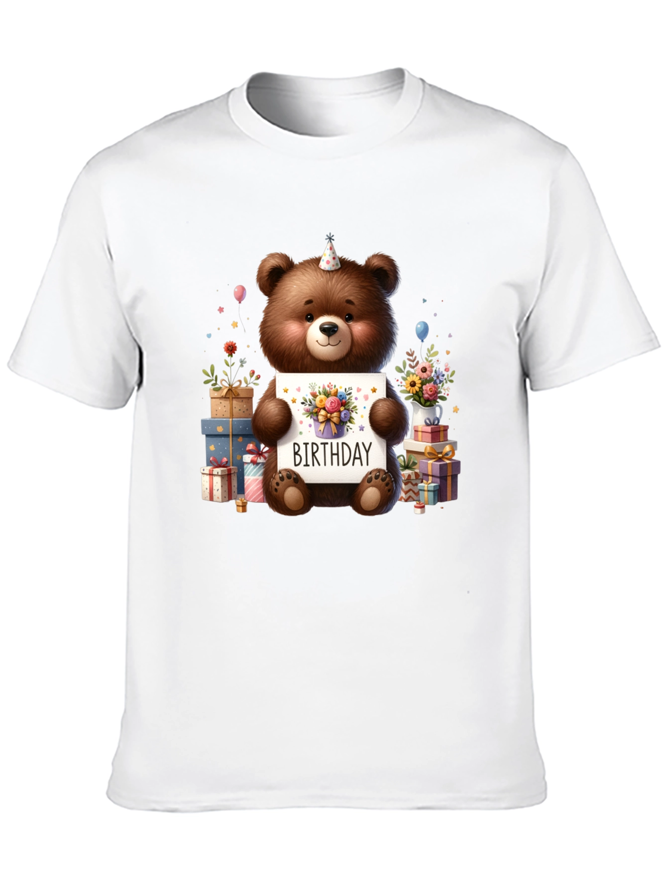 Birthday Teddy Bear Graphic Tee - Cute Party Shirt