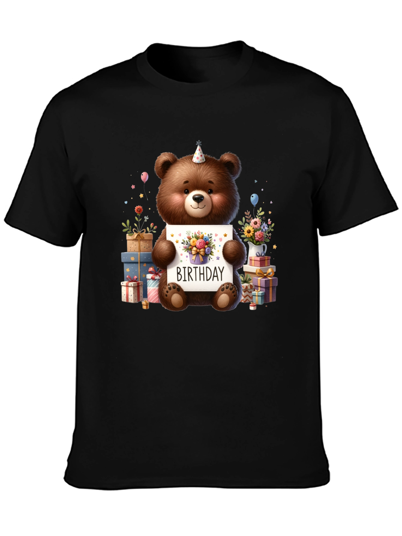 Birthday Teddy Bear Graphic Tee - Cute Party Shirt