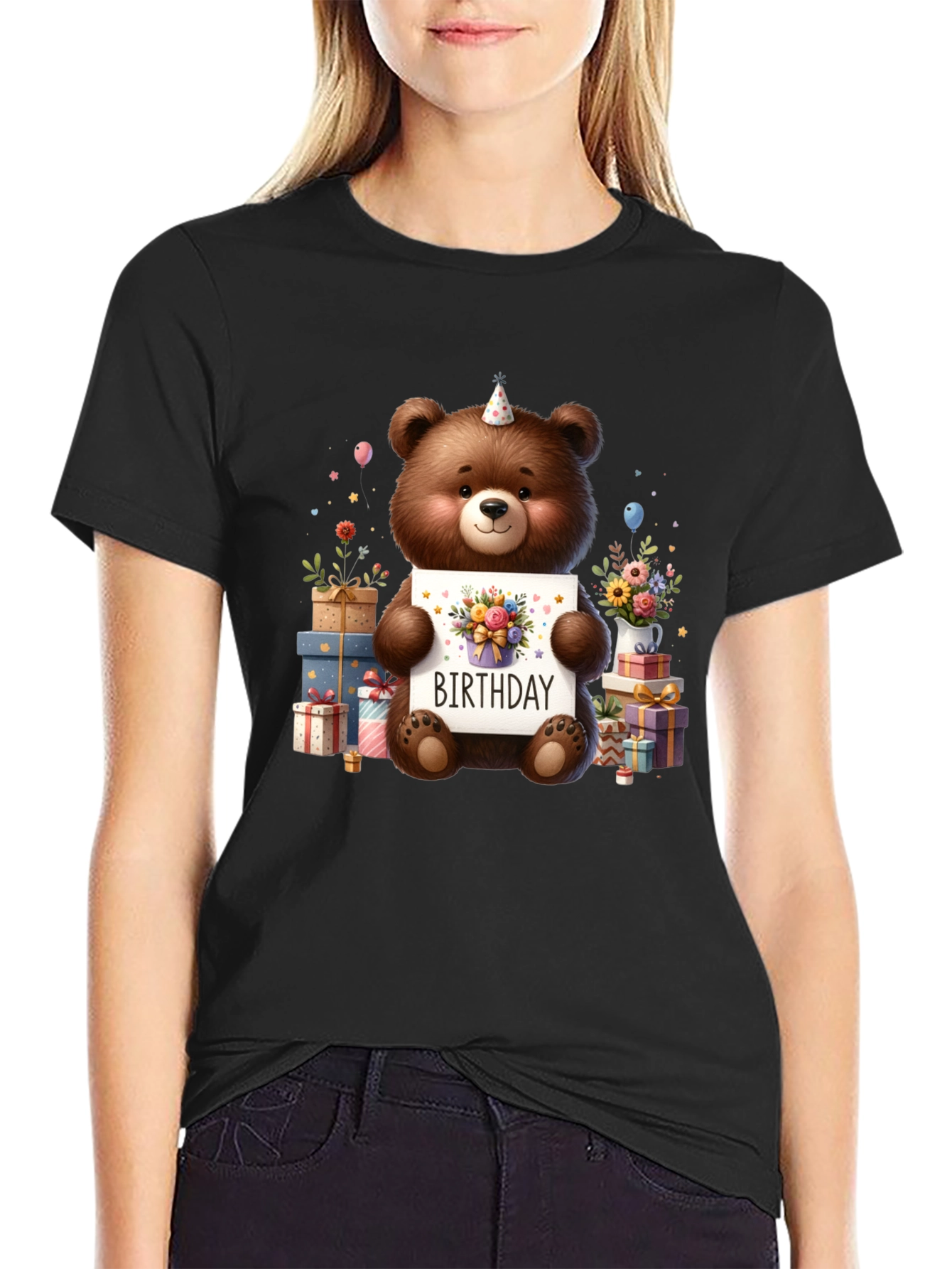 Birthday Teddy Bear Graphic Tee - Cute Party Shirt