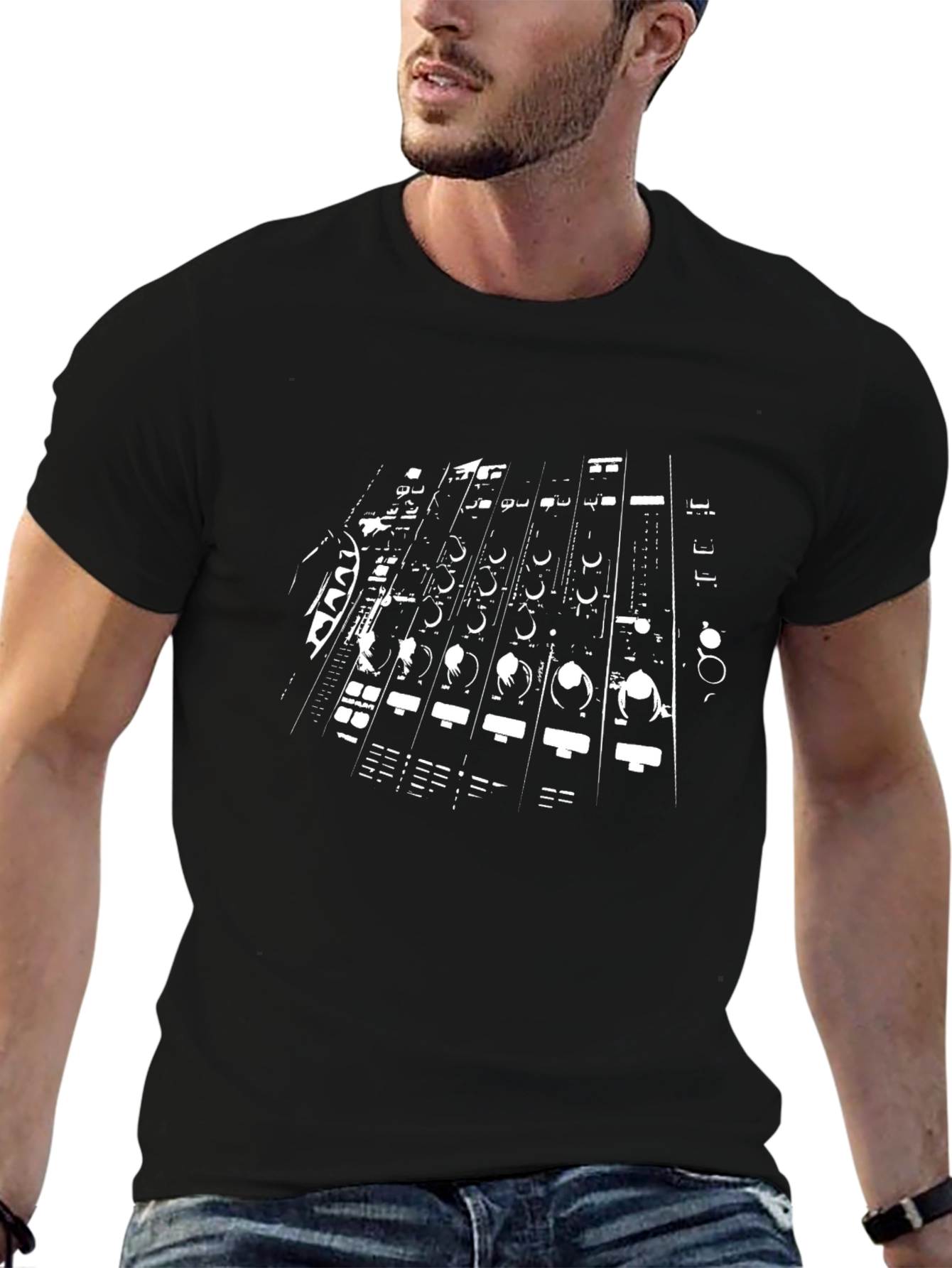 DJ Mixer Graphic Tee - Black Cotton Comfort