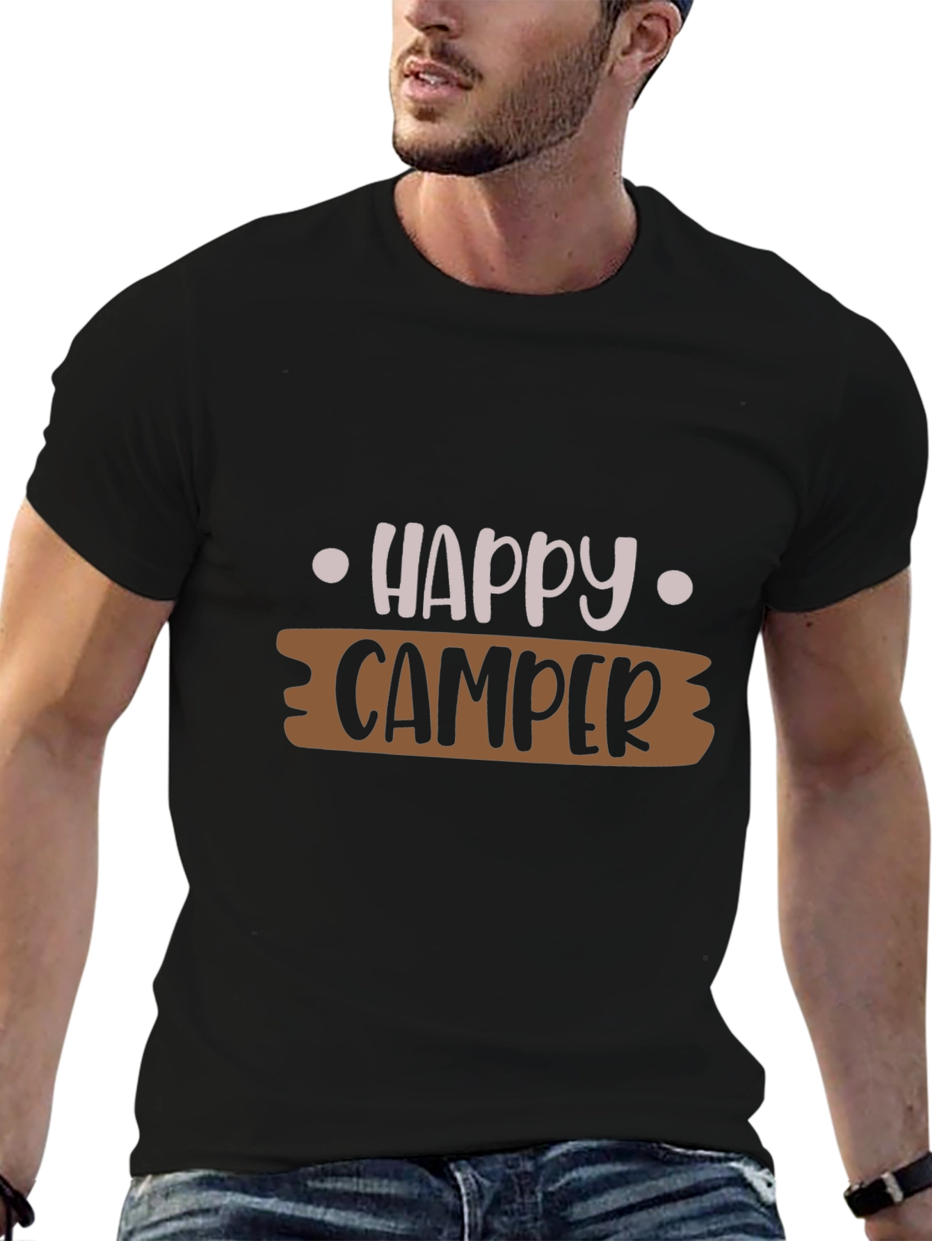 Happy Camper Graphic Tee - Unisex Black T-Shirt