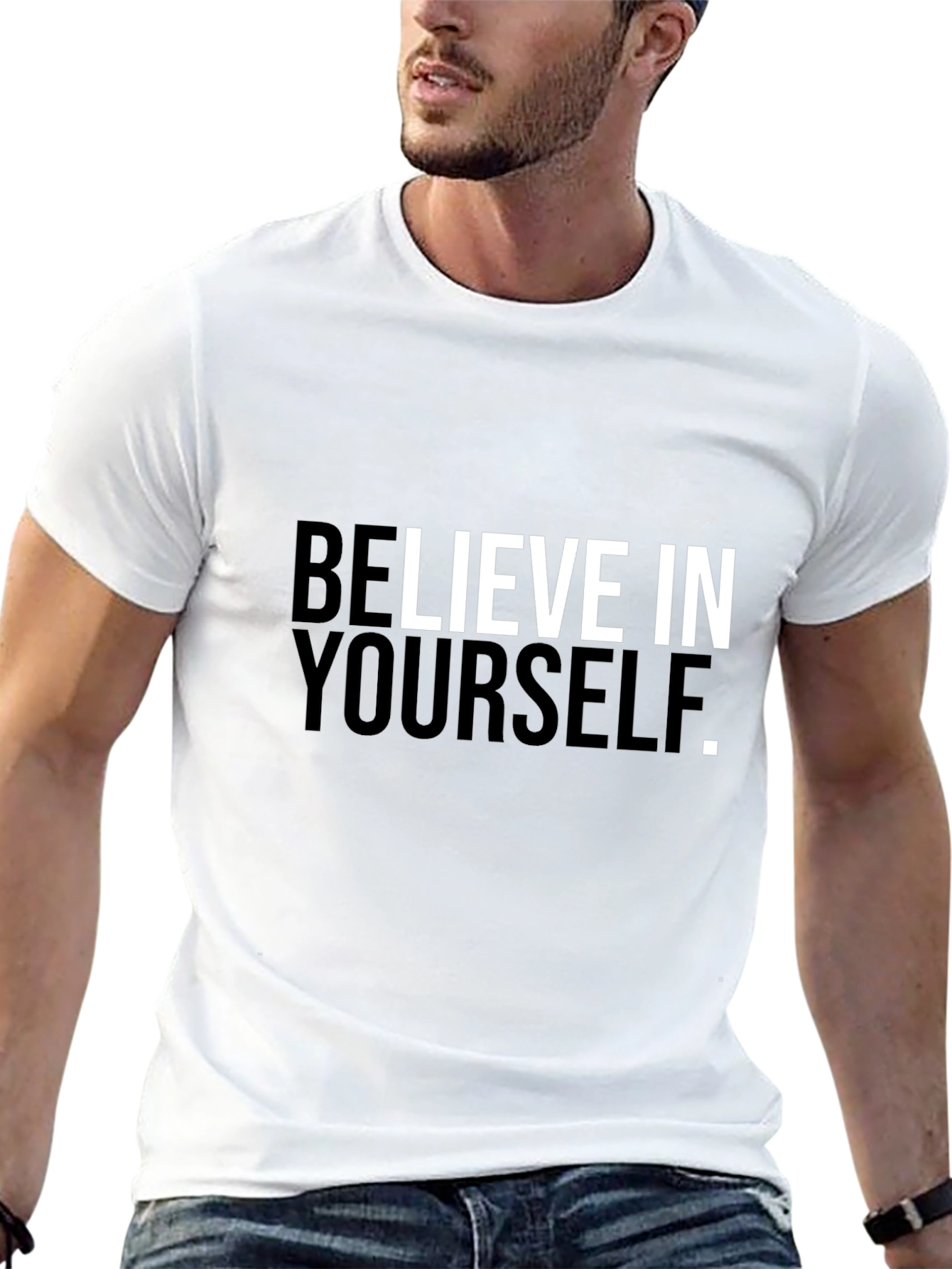 Believe In Yourself Graphic Tee - Black Cotton T-Shirt