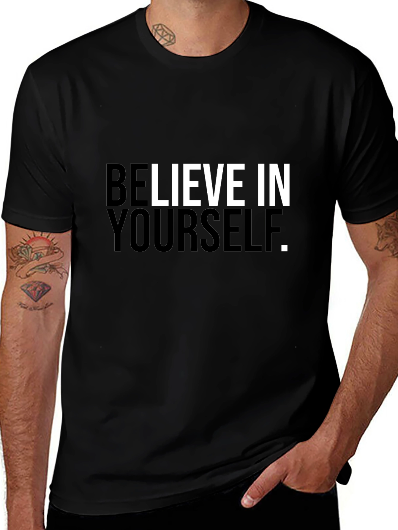 Believe In Yourself Graphic Tee - Black Cotton T-Shirt