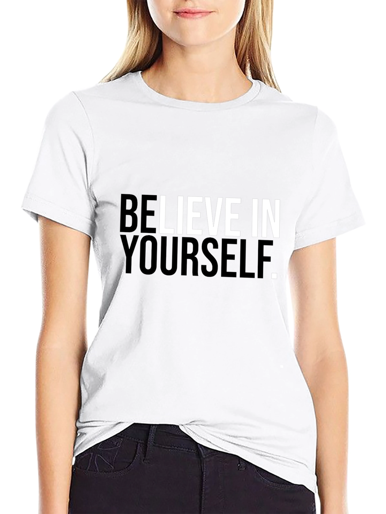 Believe In Yourself Graphic Tee - Black Cotton T-Shirt