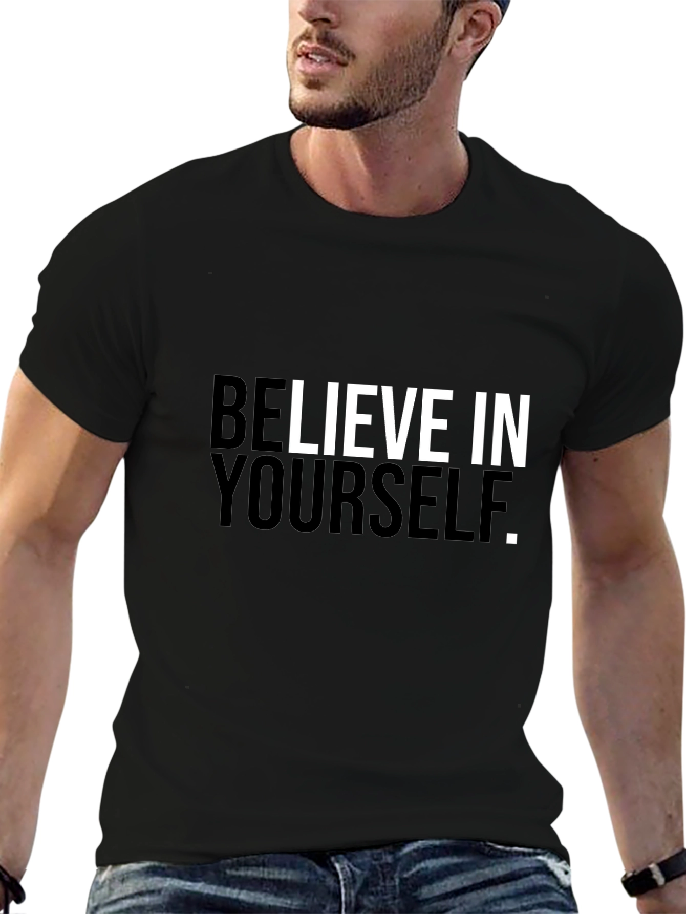 Believe In Yourself Graphic Tee - Black Cotton T-Shirt