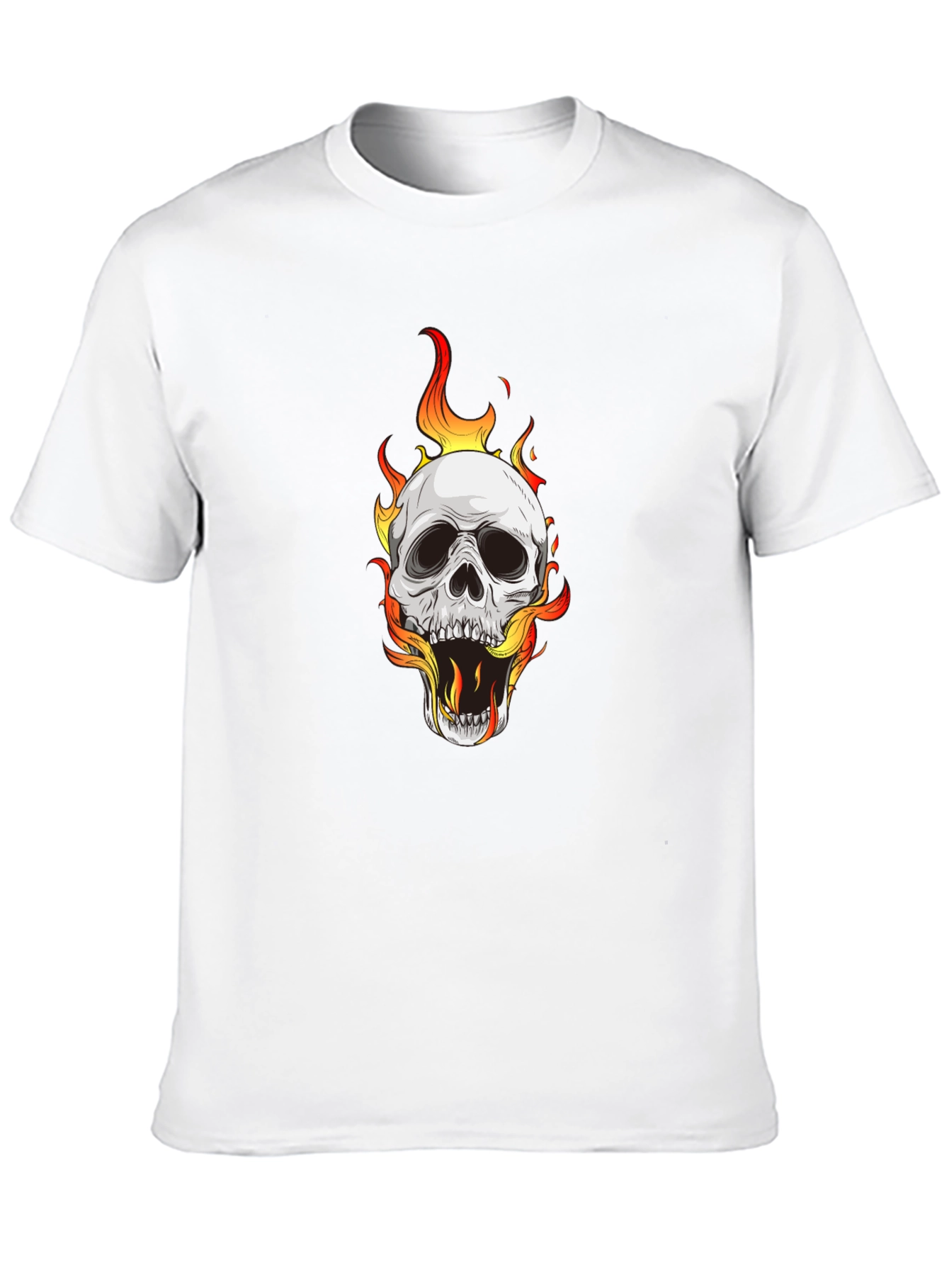 Skull on Fire Graphic Black T-Shirt