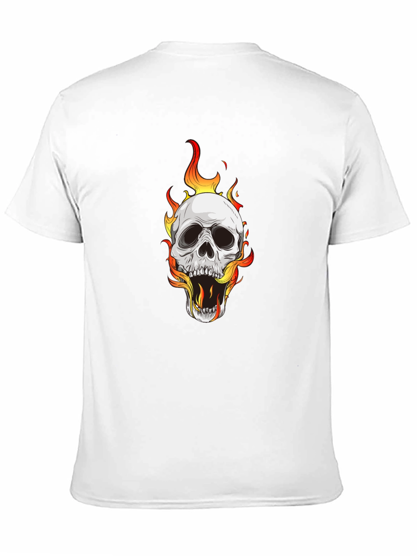 Skull on Fire Graphic Black T-Shirt