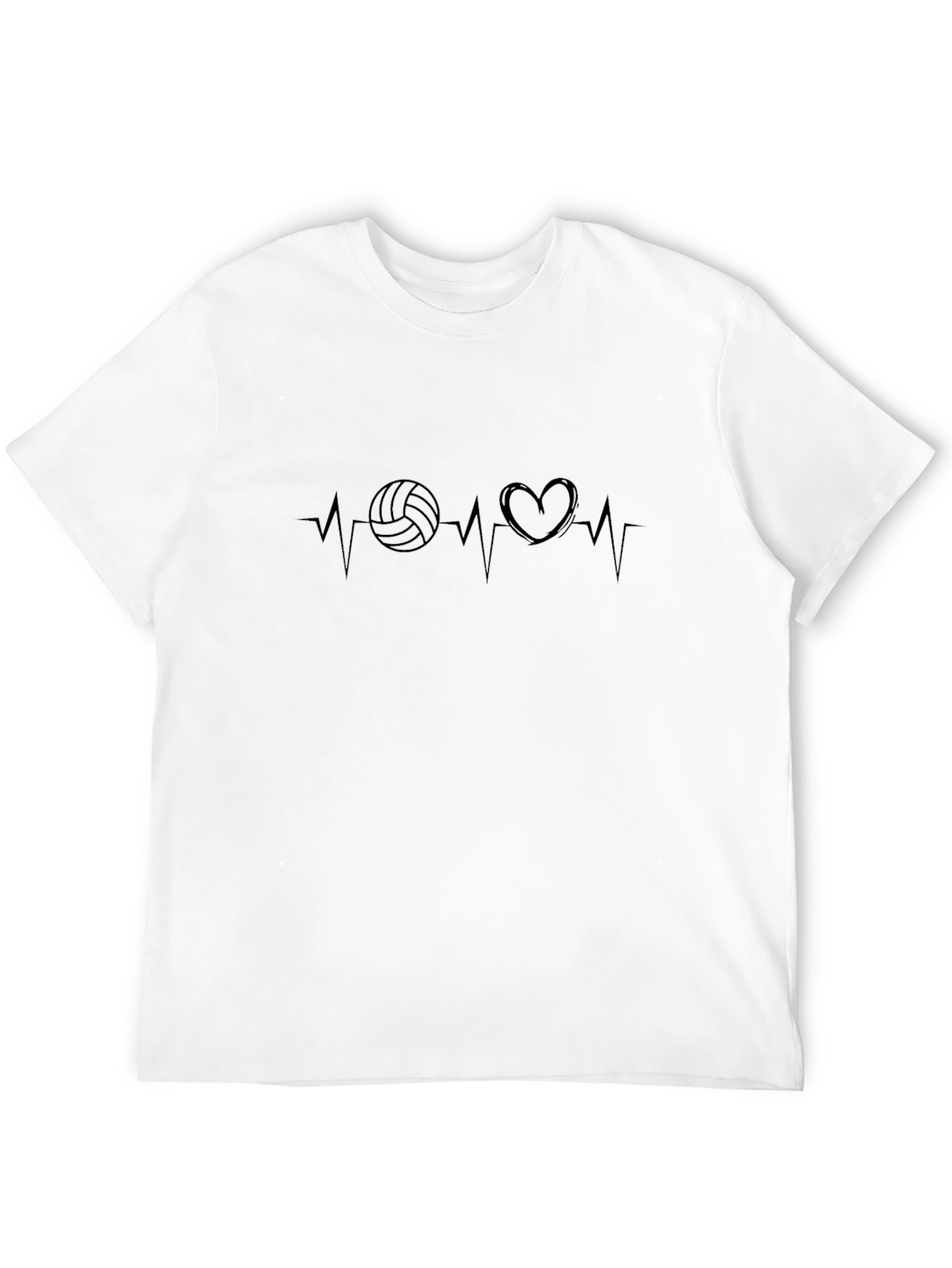 Volleyball Heartbeat Graphic T-Shirt - Sporty Casual Tee