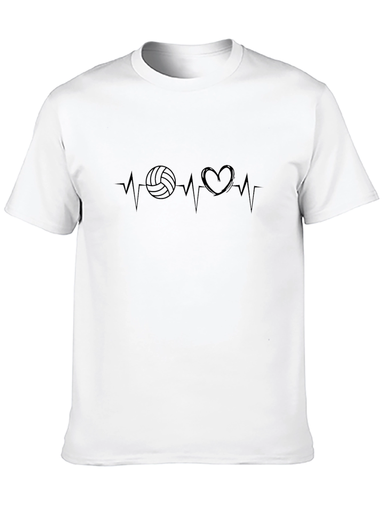 Volleyball Heartbeat Graphic T-Shirt - Sporty Casual Tee