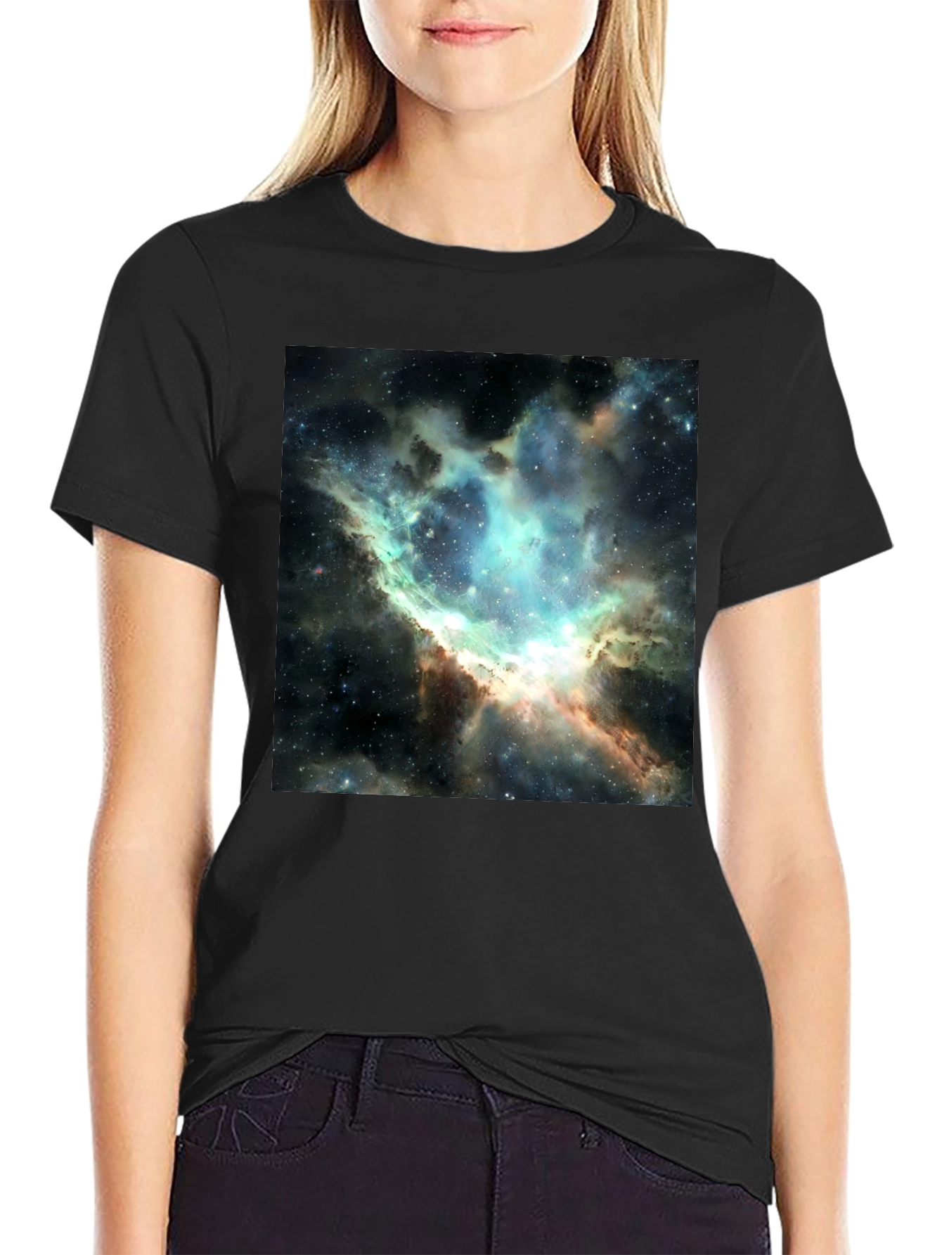 Nebula Print Black T-Shirt - Galaxy Design