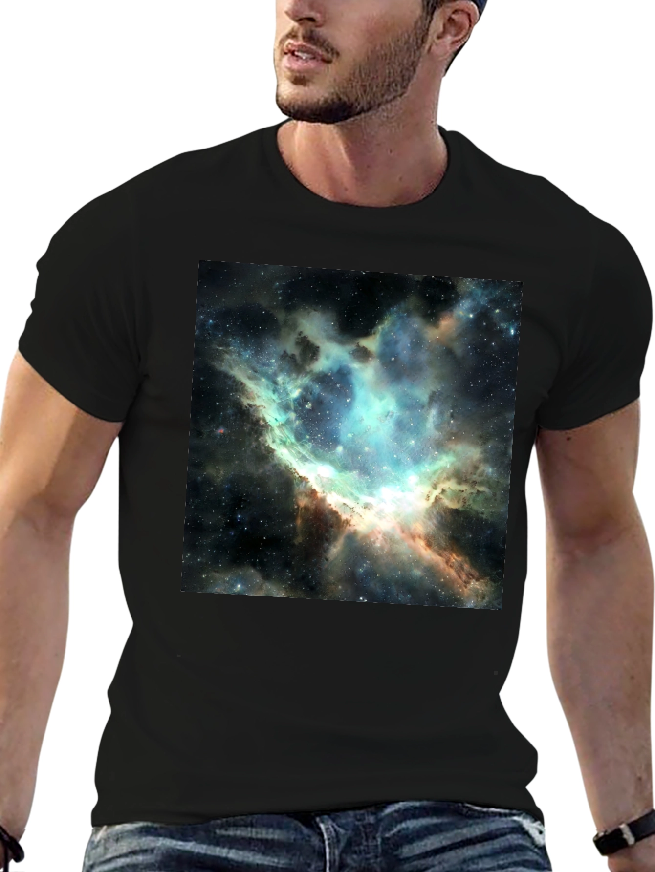Nebula Print Black T-Shirt - Galaxy Design