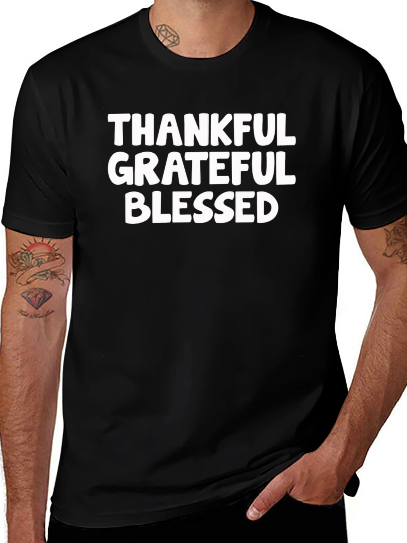 Thankful Grateful Blessed Black Tee