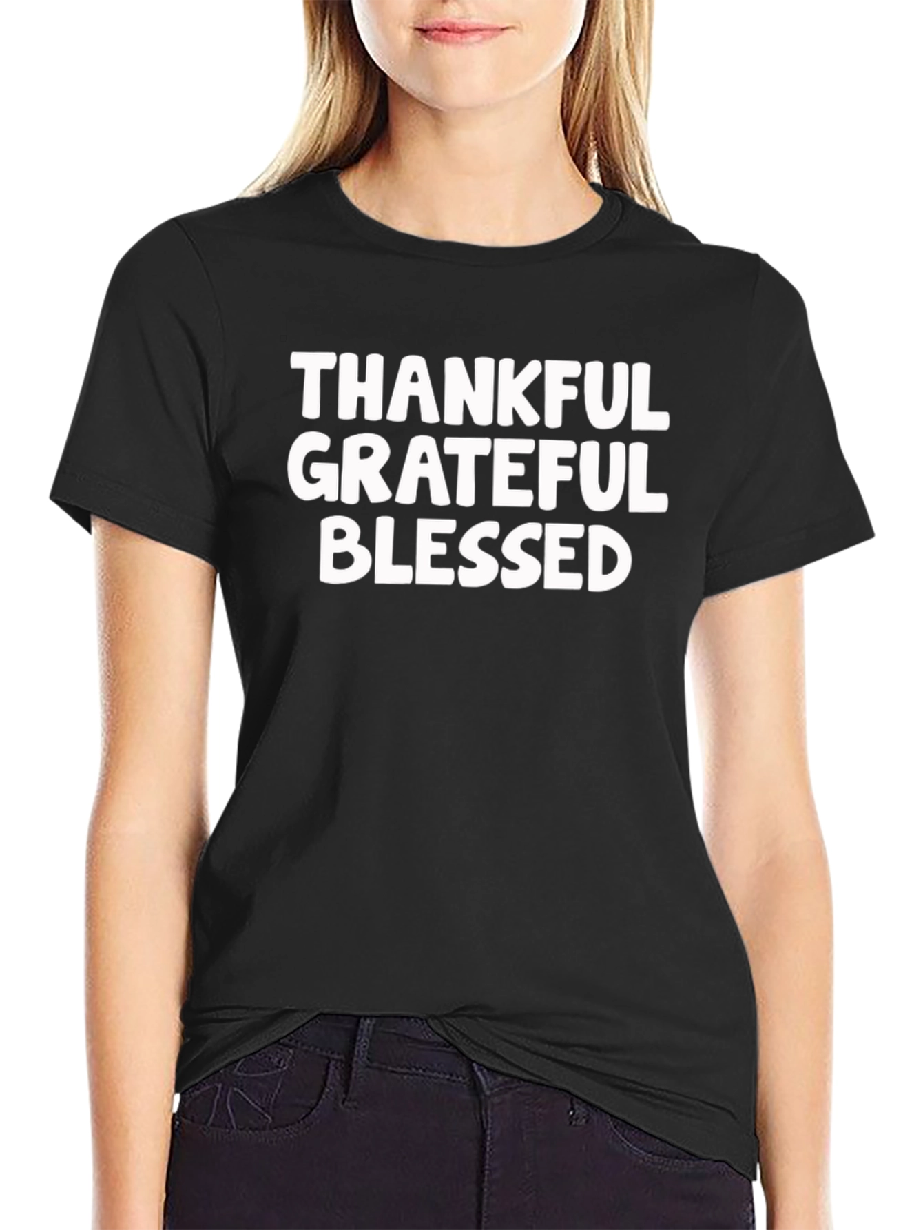 Thankful Grateful Blessed Black Tee