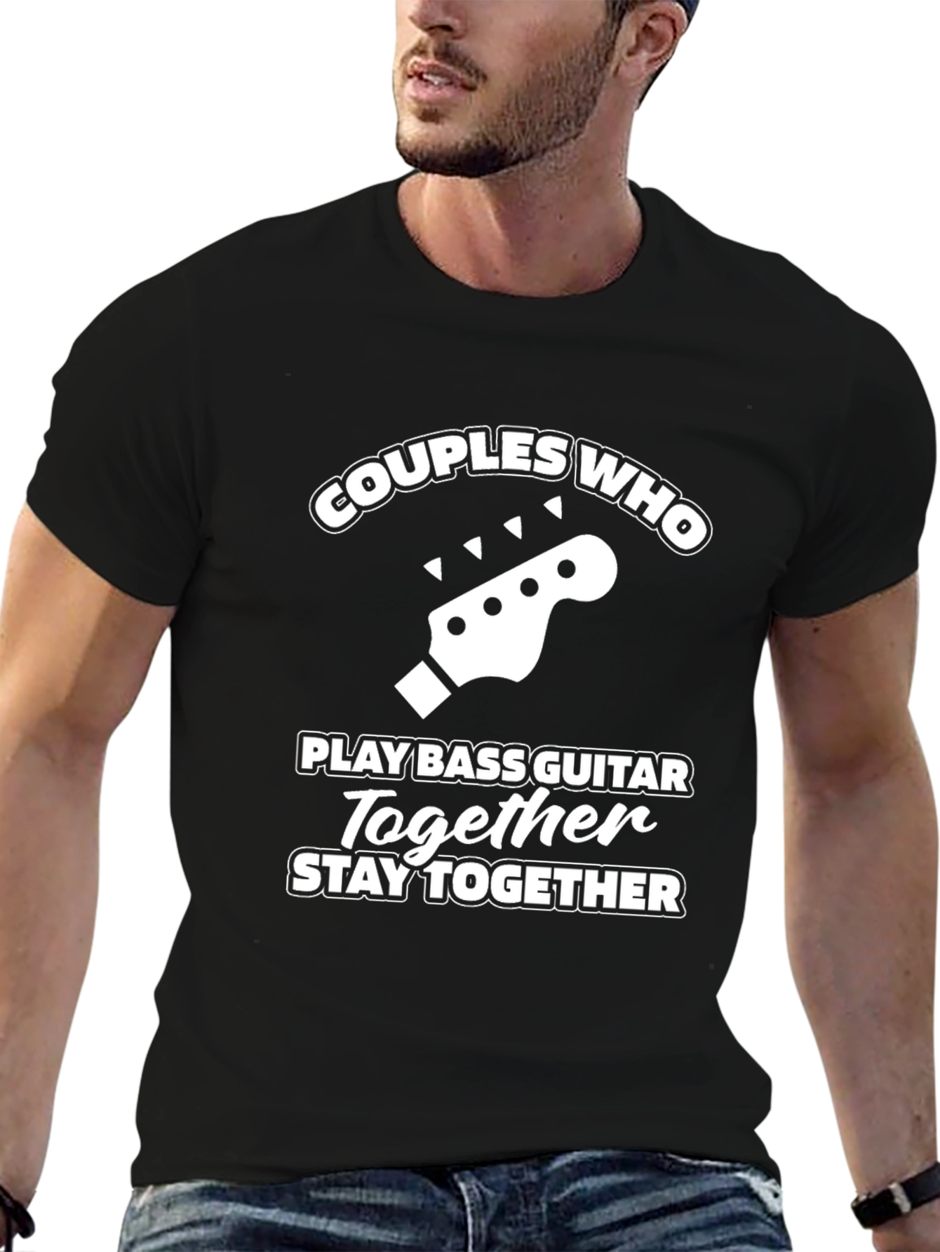 Couples Bass Guitar T-Shirt: Stay Together!