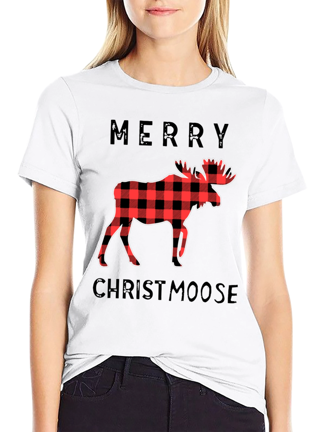 Merry Christmoose Black Graphic T-Shirt