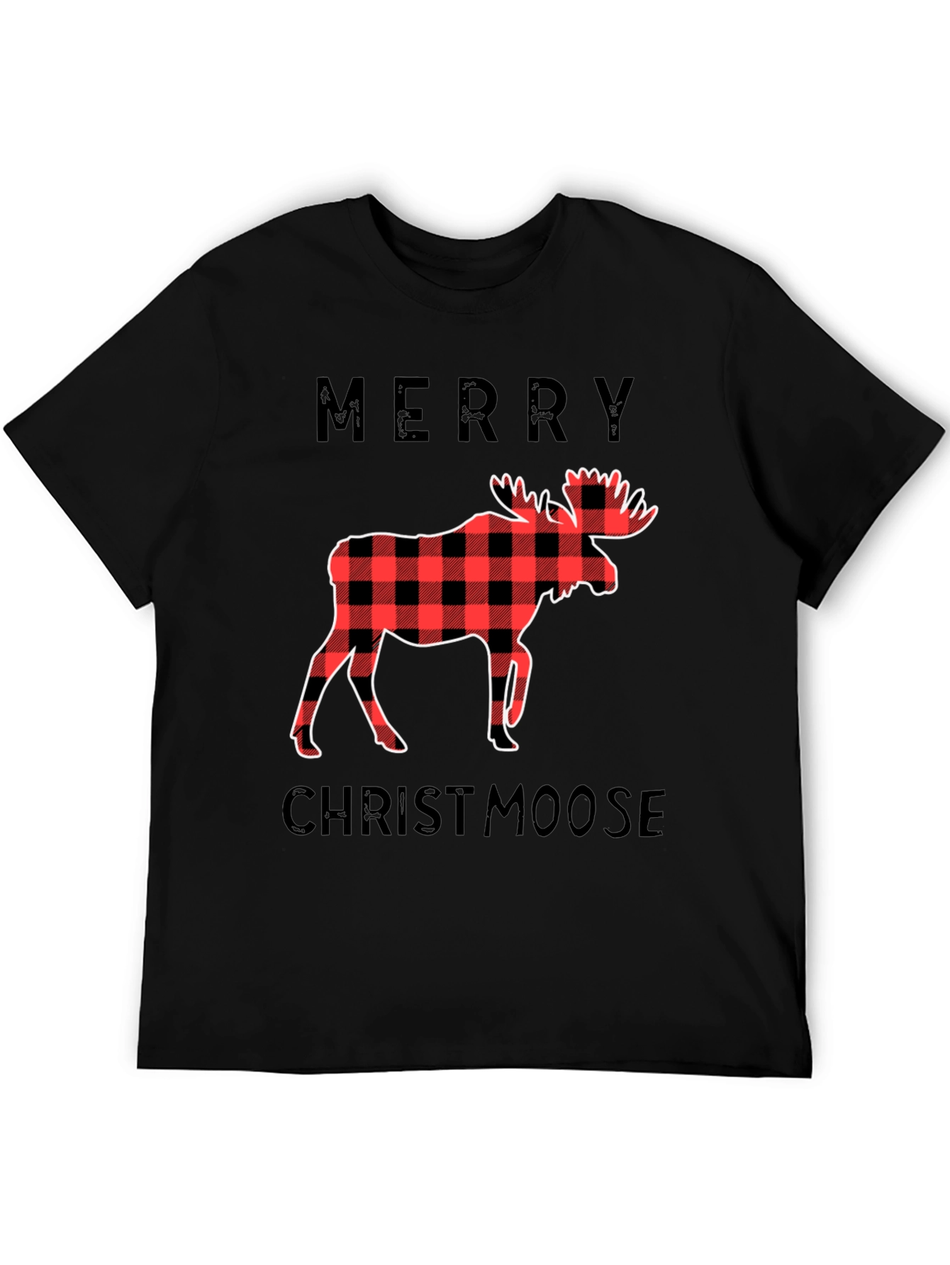 Merry Christmoose Black Graphic T-Shirt