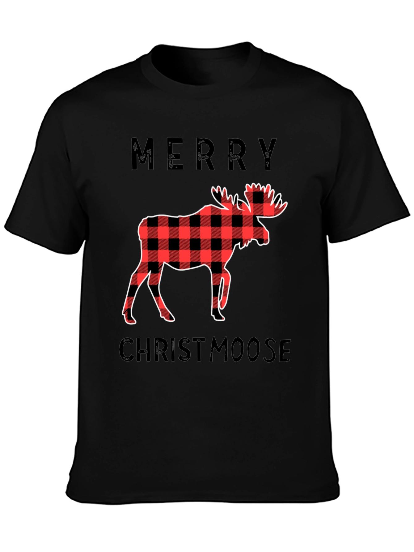 Merry Christmoose Black Graphic T-Shirt