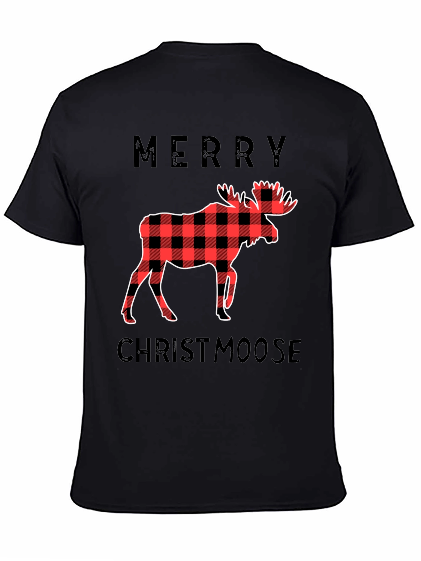 Merry Christmoose Black Graphic T-Shirt