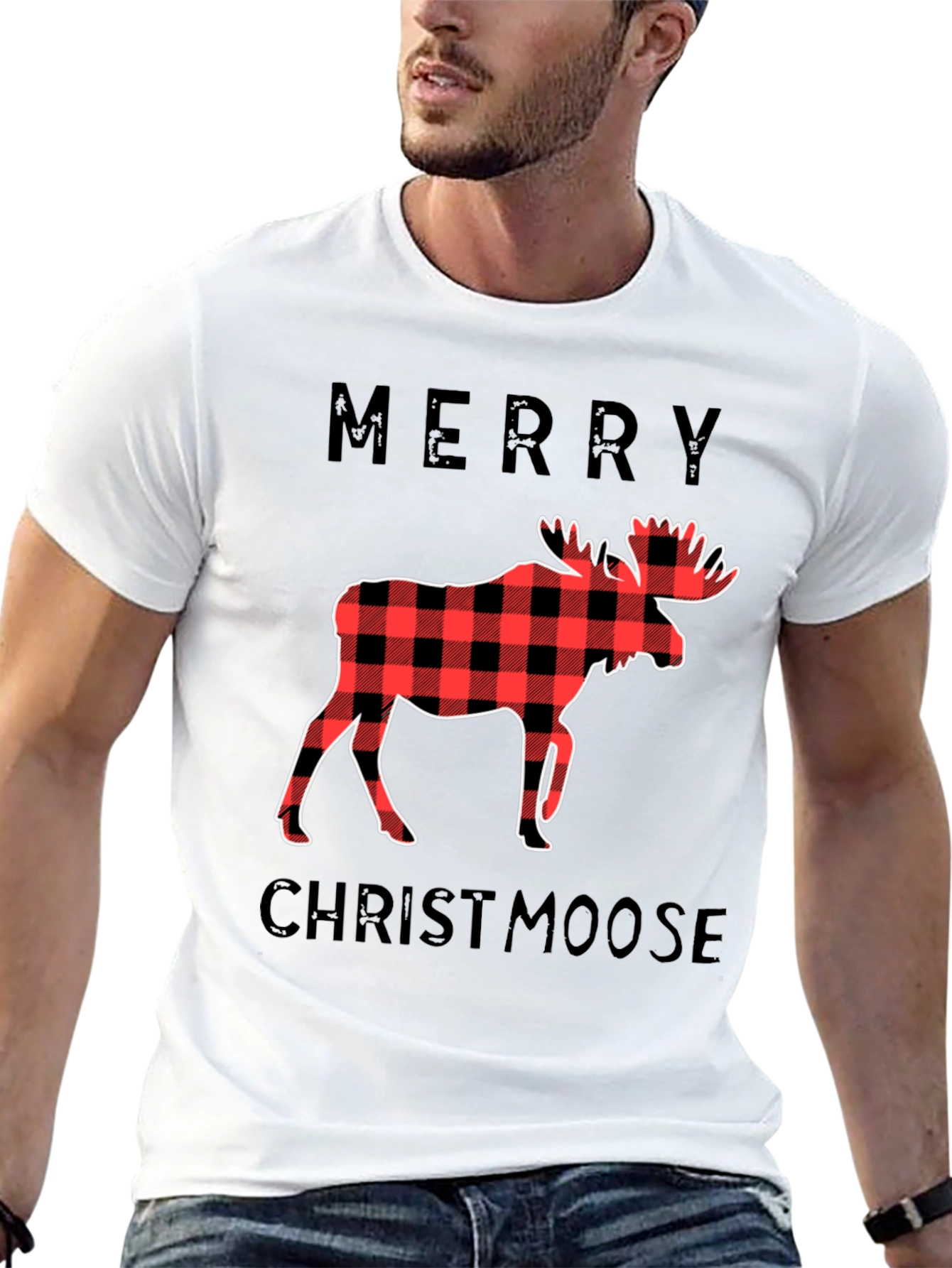 Merry Christmoose Black Graphic T-Shirt