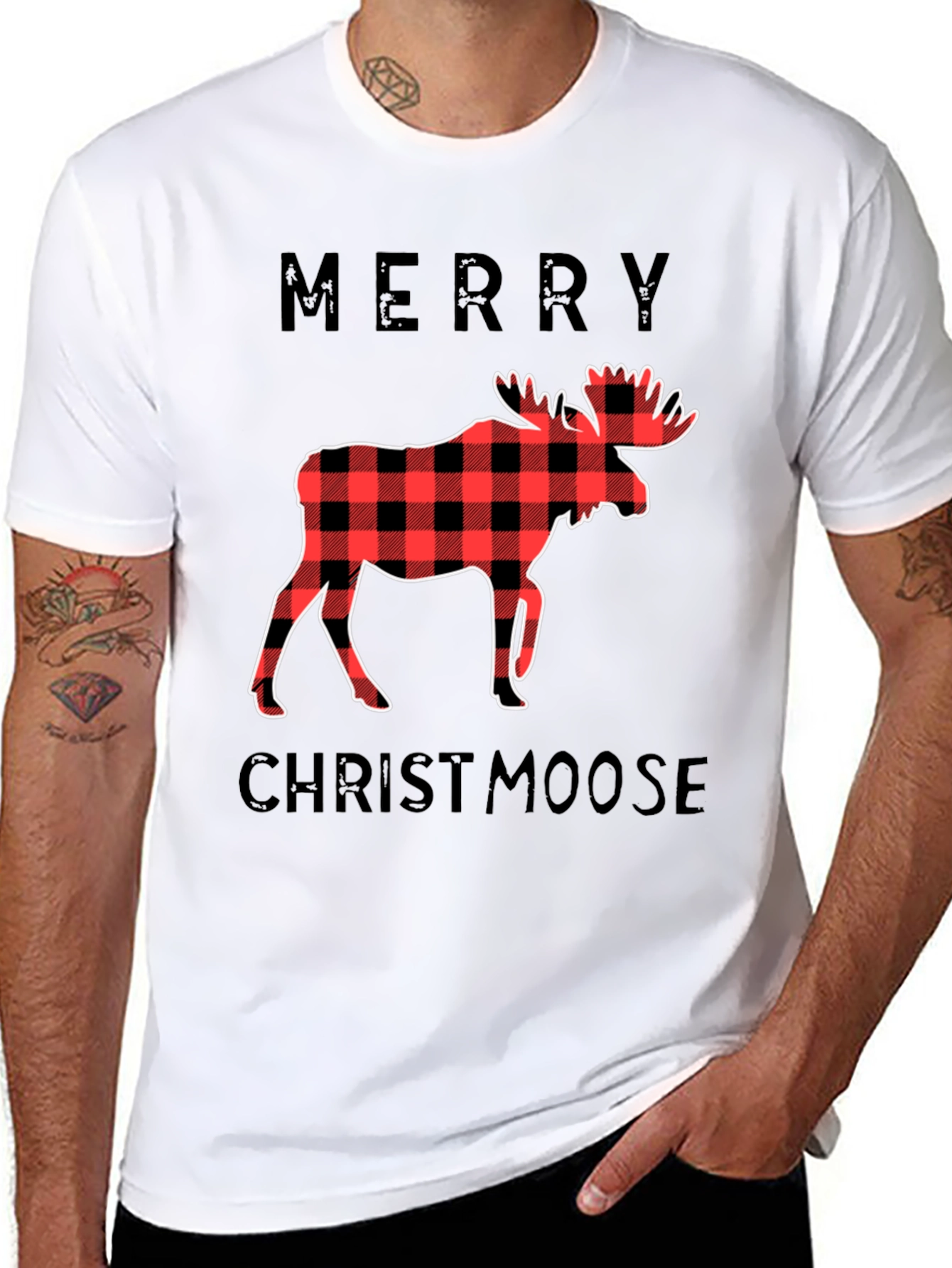 Merry Christmoose Black Graphic T-Shirt