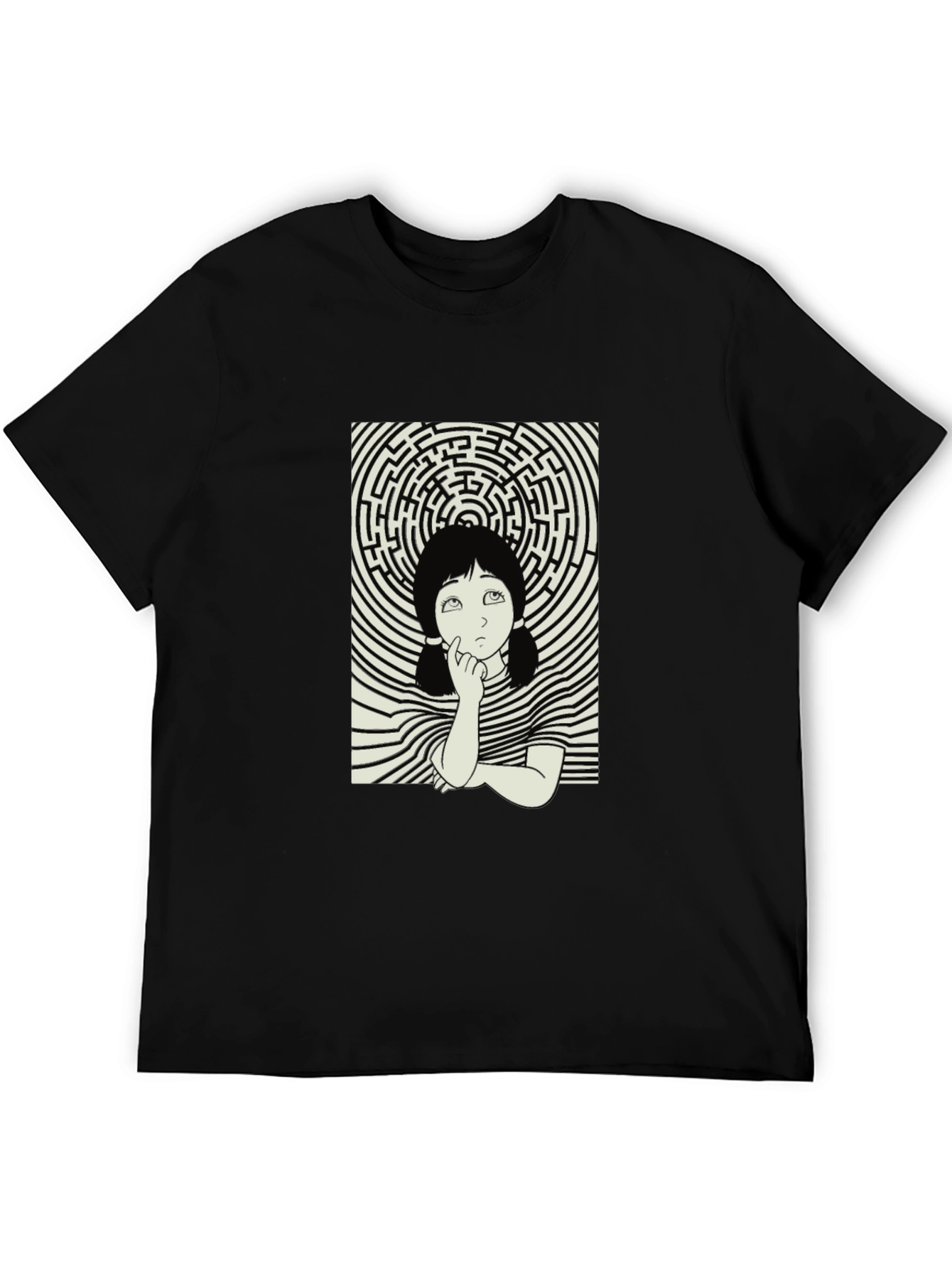 Maze Girl Graphic Tee - Black Cotton Unisex T-Shirt