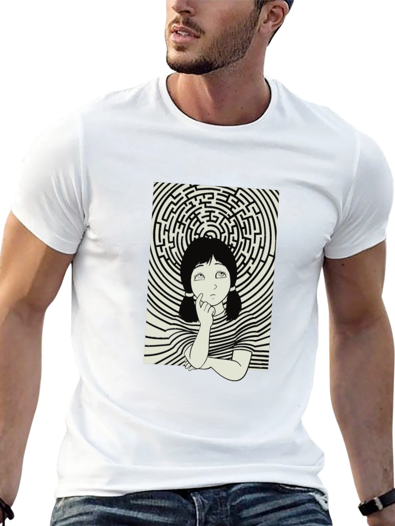 Maze Girl Graphic Tee - Black Cotton Unisex T-Shirt